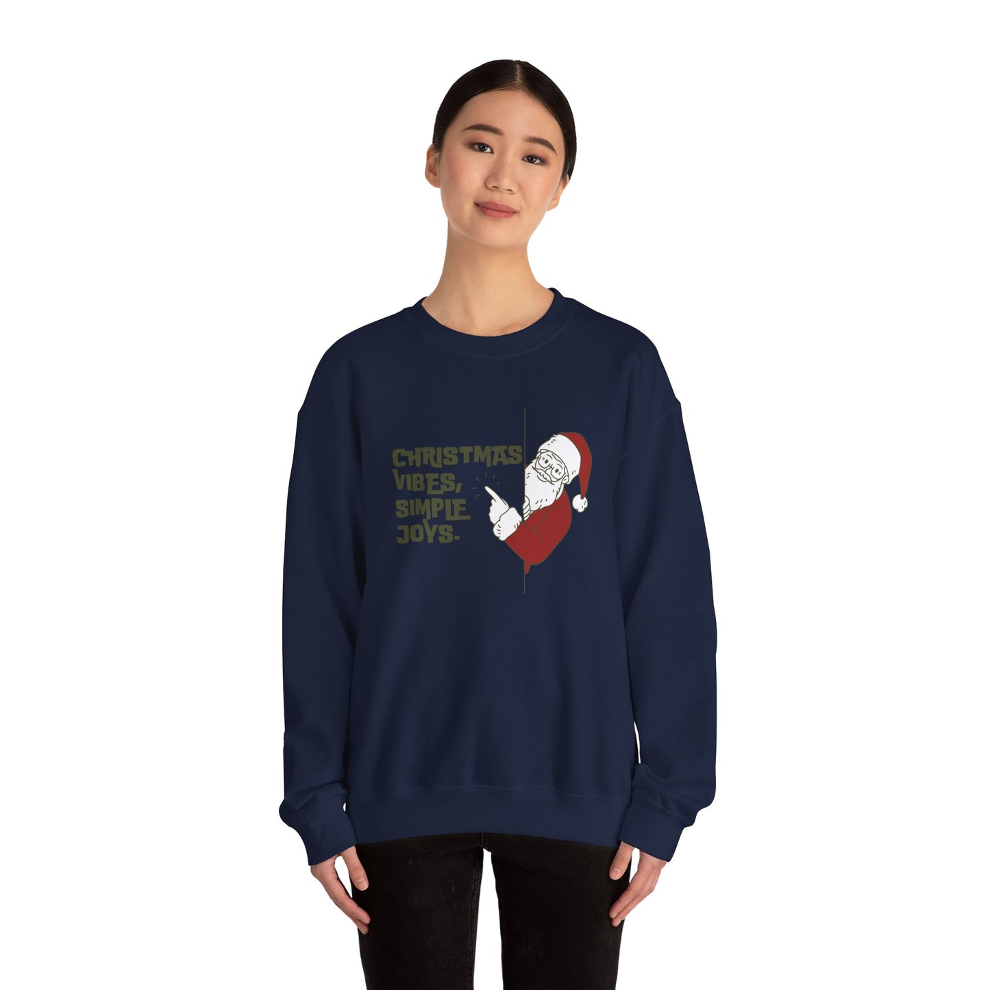Unisex Heavy Blend Crewneck Sweatshirt Christmas Vibes Simple Joys with Santa 🎅✨