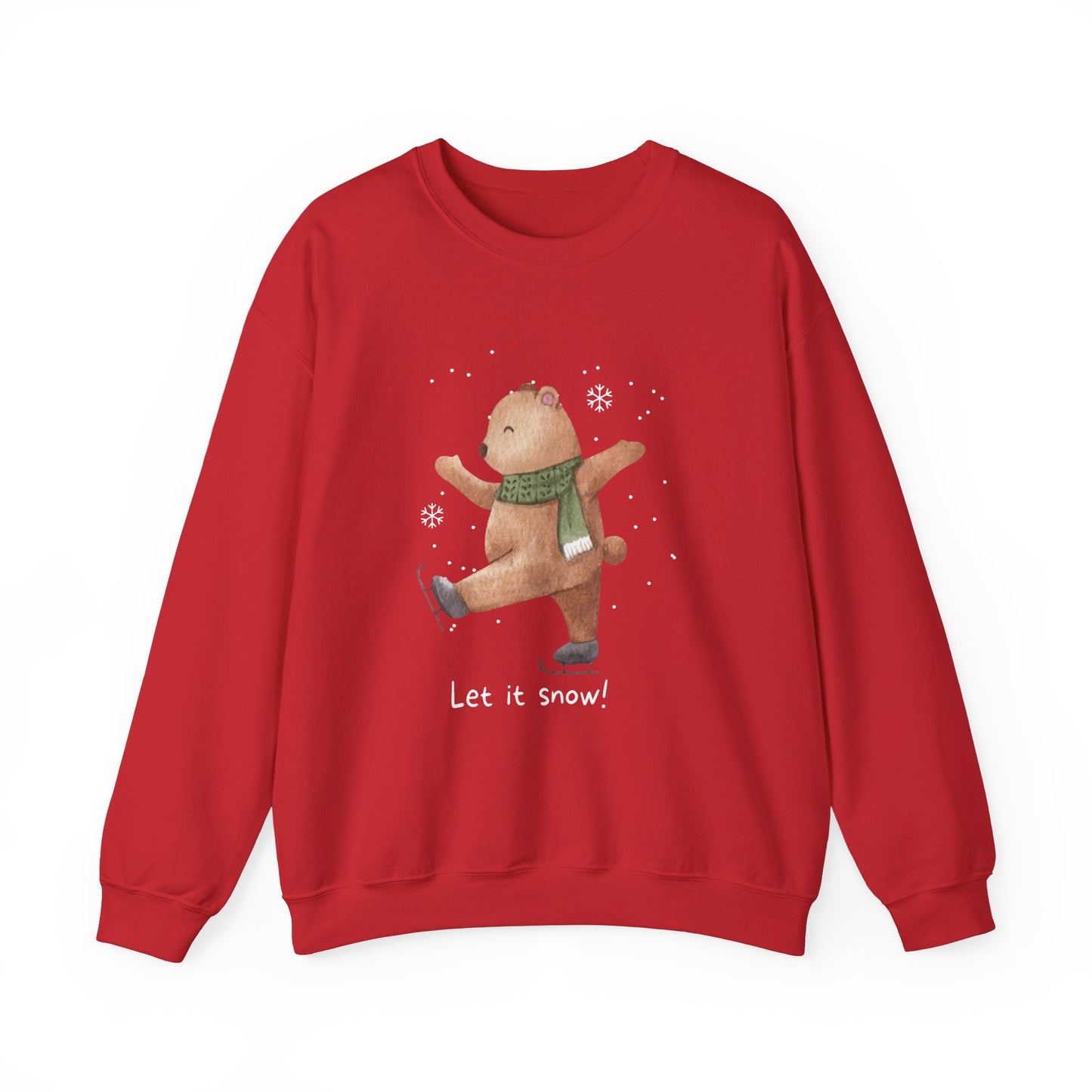 Unisex Heavy Blend Crewneck Sweatshirt Let It Snow Teddy Bear Ice Skating ❄️🐻