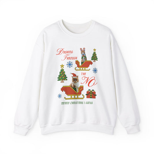 Unisex Heavy Blend Crewneck Sweatshirt Dashing Through the No - Merry Christmas I Guess 🎄😸✨