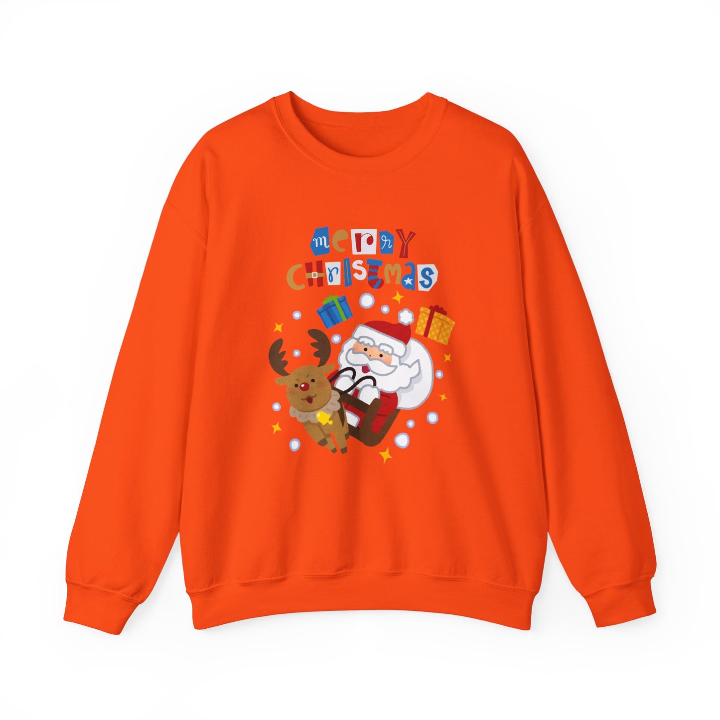 Unisex Heavy Blend Crewneck Sweatshirt Santa & Reindeer Merry Christmas 🎅🦌✨