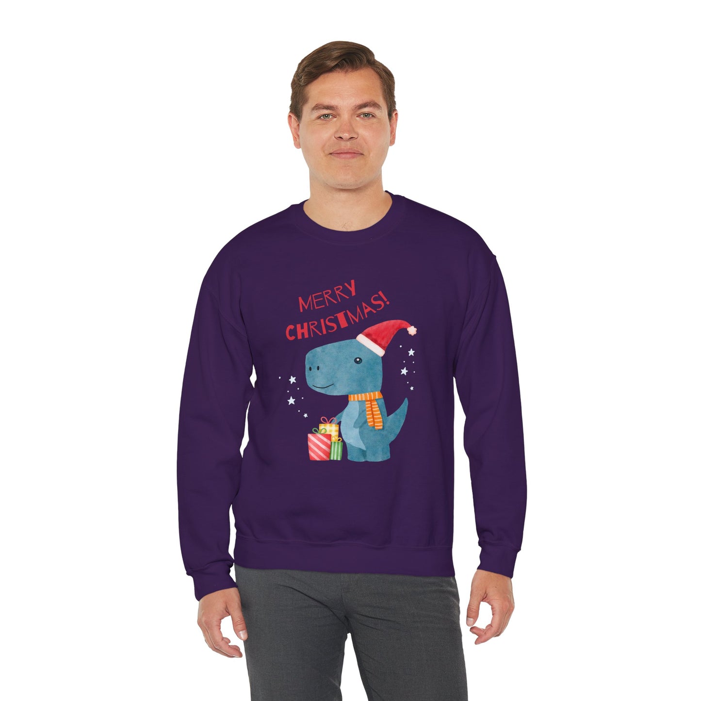 Merry Christmas Dino 🎄🦖🎁 Unisex Heavy Blend Crewneck Sweatshirt