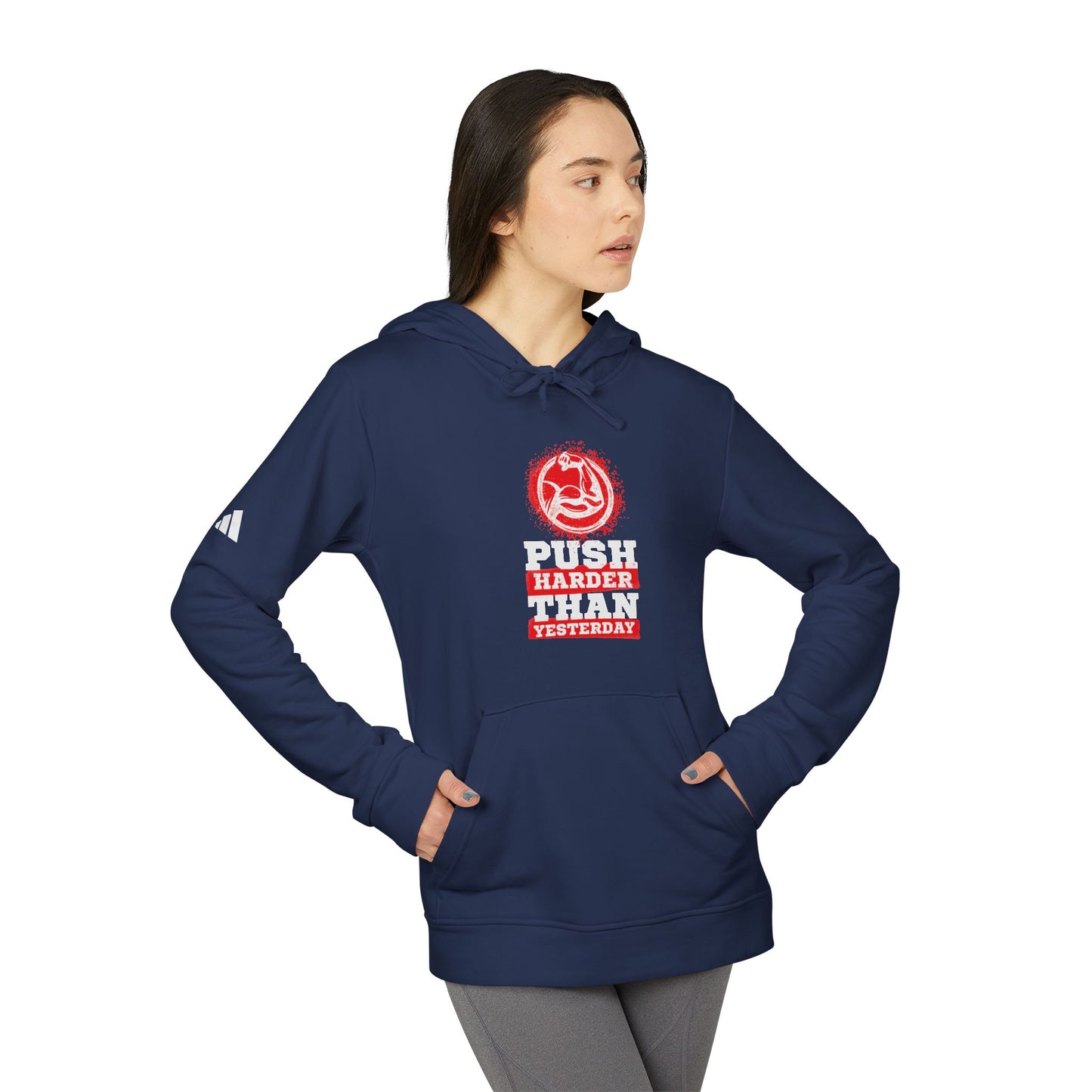 Push Harder Than Yesterday Adidas Unisex Cozy Fleece Hoodie