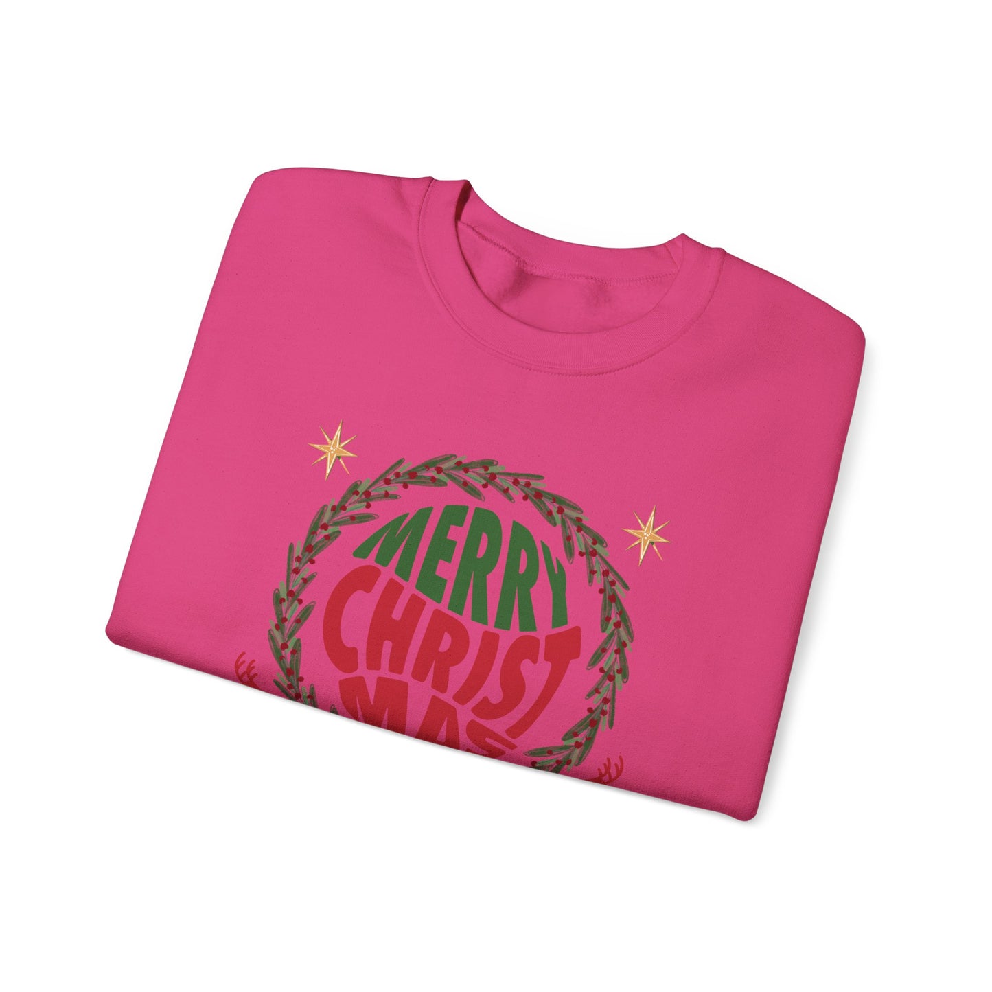 Unisex Heavy Blend Crewneck Sweatshirt Merry Christmas Wreath Design 🎄✨