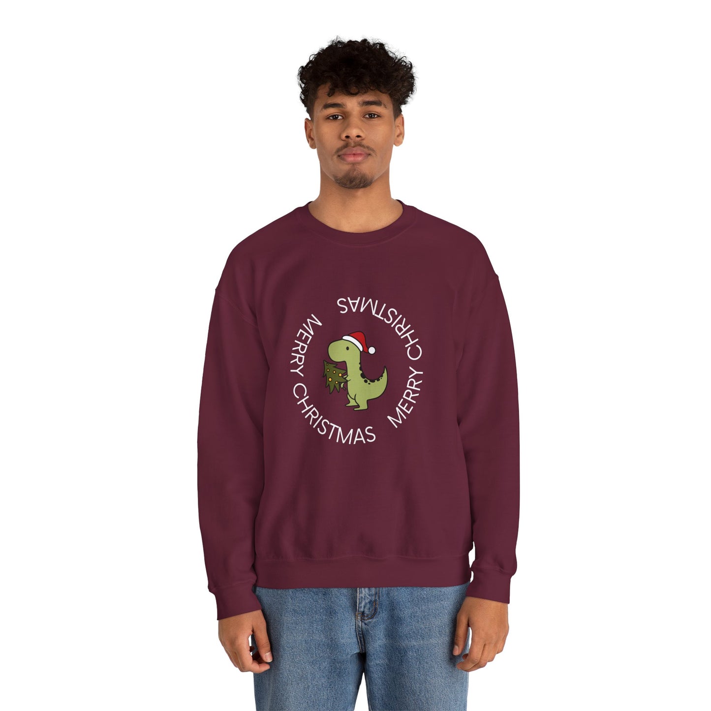 Dino-Merry Christmas 🎄🦖🎅 Unisex Heavy Blend Crewneck Sweatshirt