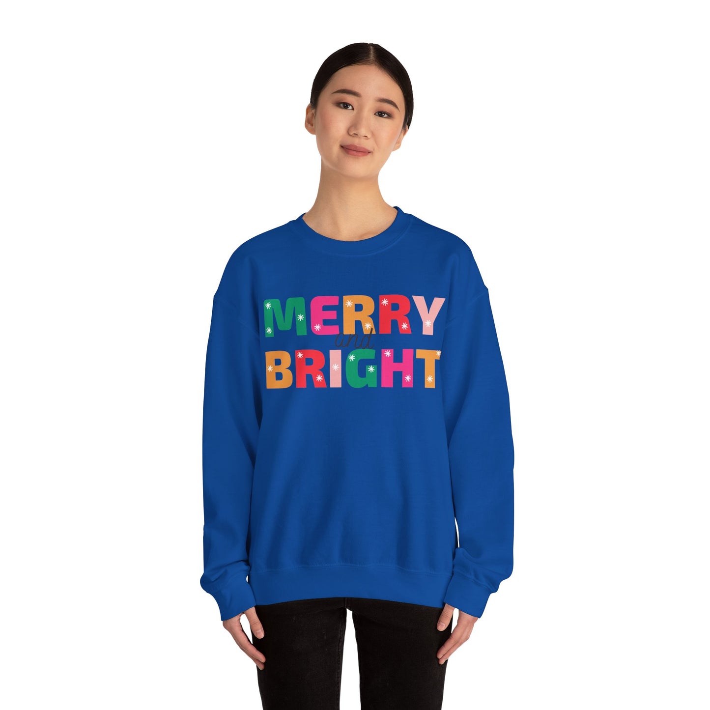 Unisex Heavy Blend Crewneck Sweatshirt Colorful Merry and Bright 🎄✨🌈