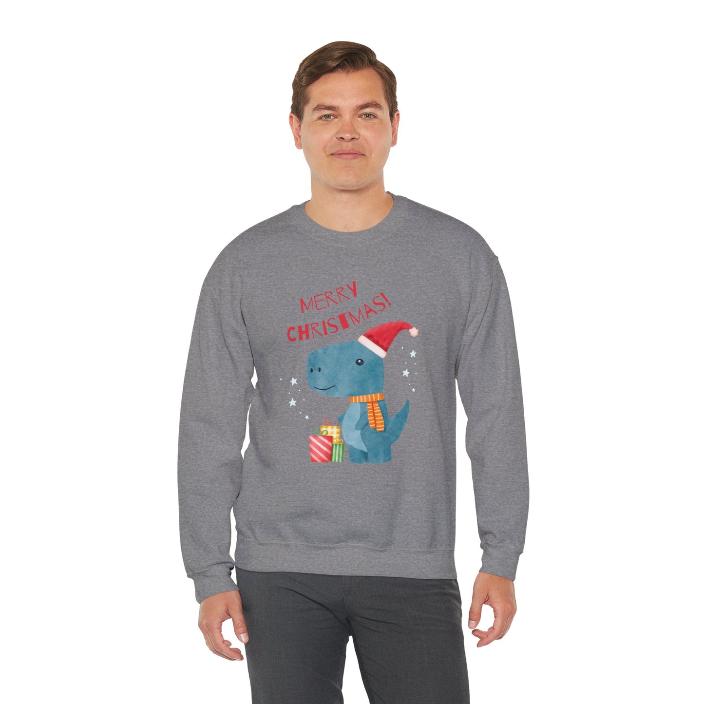 Merry Christmas Dino 🎄🦖🎁 Unisex Heavy Blend Crewneck Sweatshirt