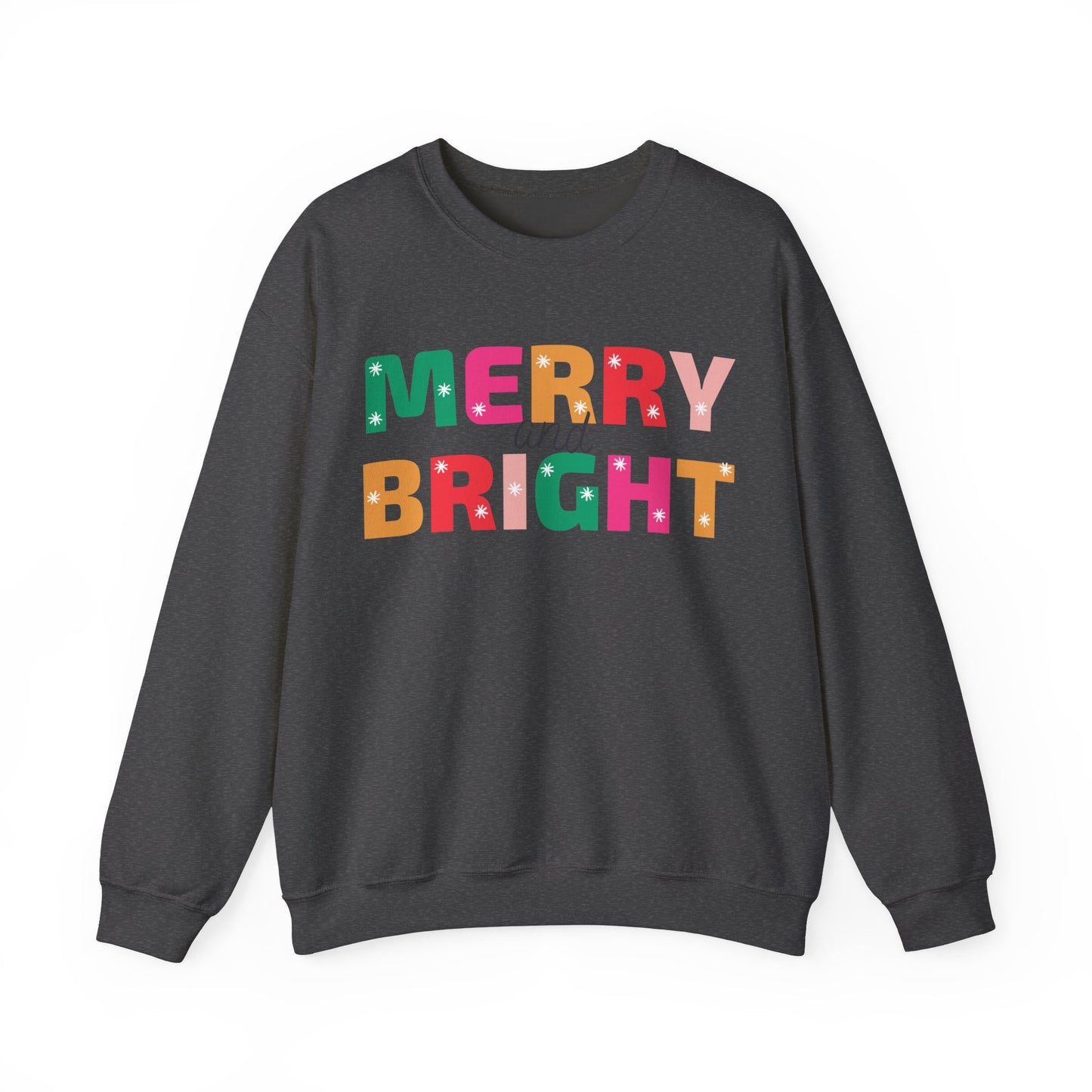 Unisex Heavy Blend Crewneck Sweatshirt Colorful Merry and Bright 🎄✨🌈