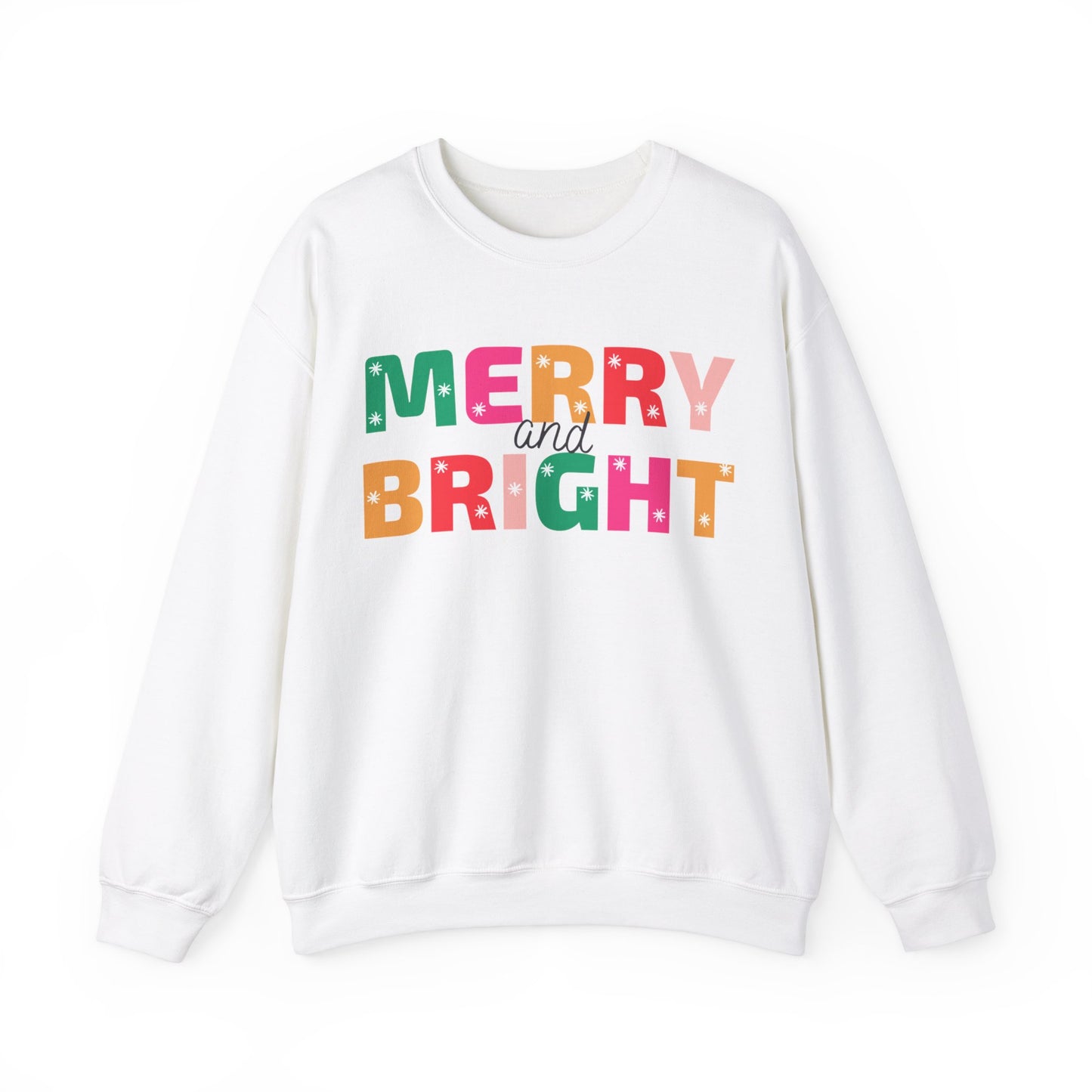 Unisex Heavy Blend Crewneck Sweatshirt Colorful Merry and Bright 🎄✨🌈