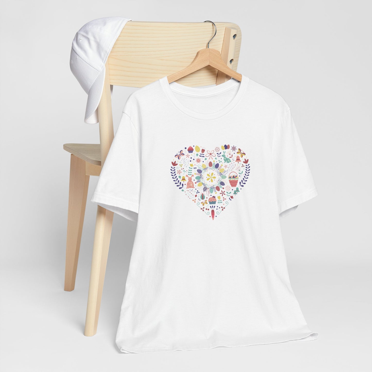 Hoppy Heart Colorful Easter Rabbit & Egg Collage Unisex Jersey Short Sleeve Tee
