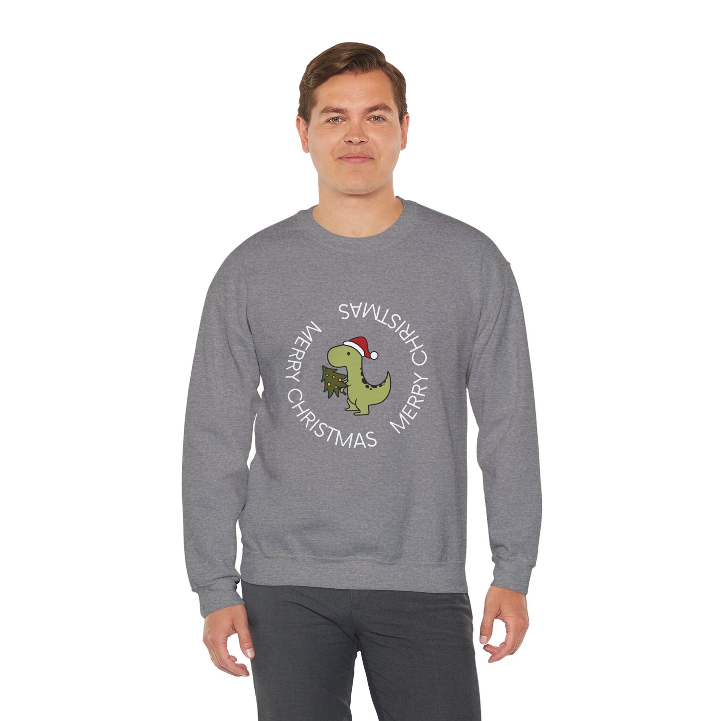 Dino-Merry Christmas 🎄🦖🎅 Unisex Heavy Blend Crewneck Sweatshirt