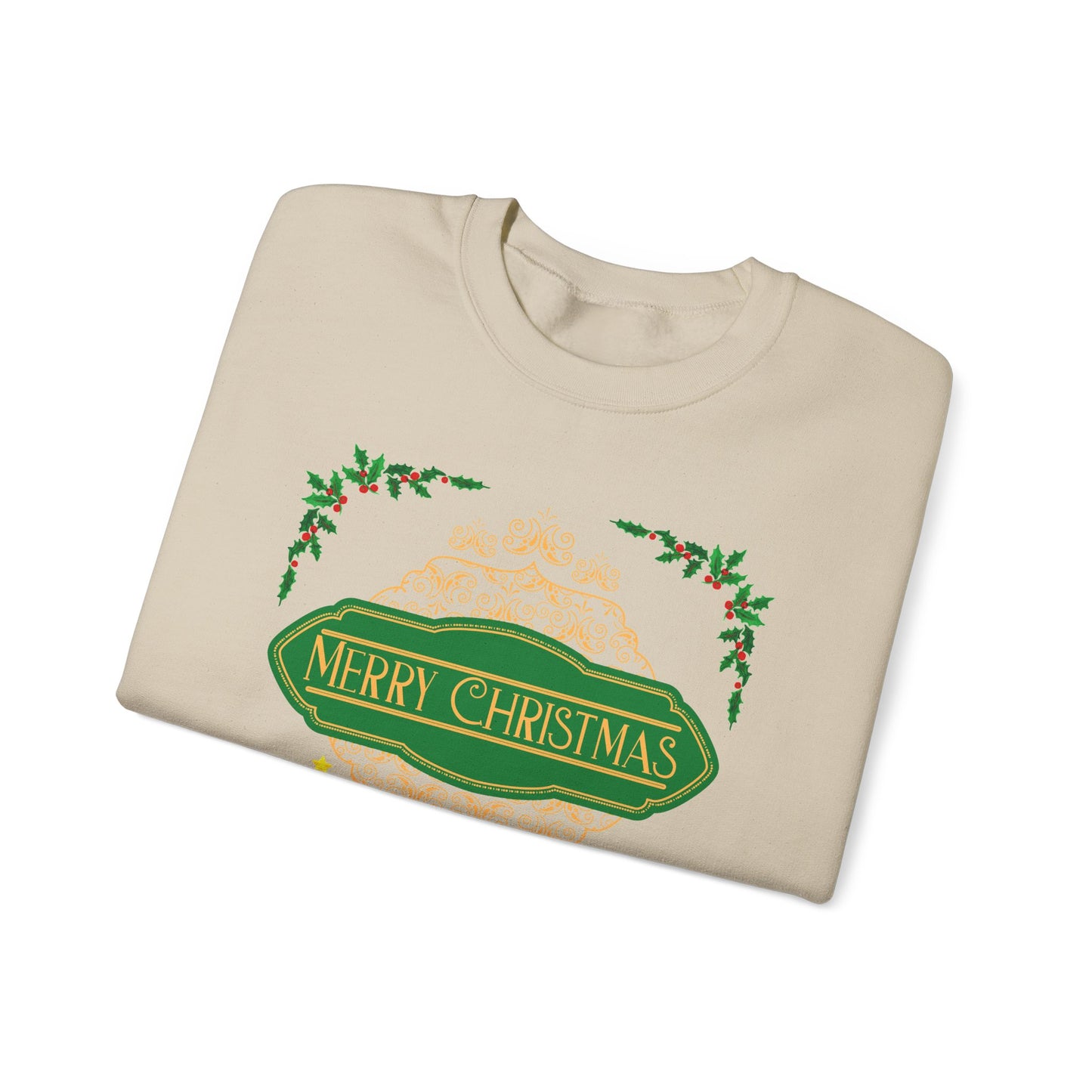 Unisex Heavy Blend Crewneck Sweatshirt Elegant Merry Christmas 🎄☃️✨