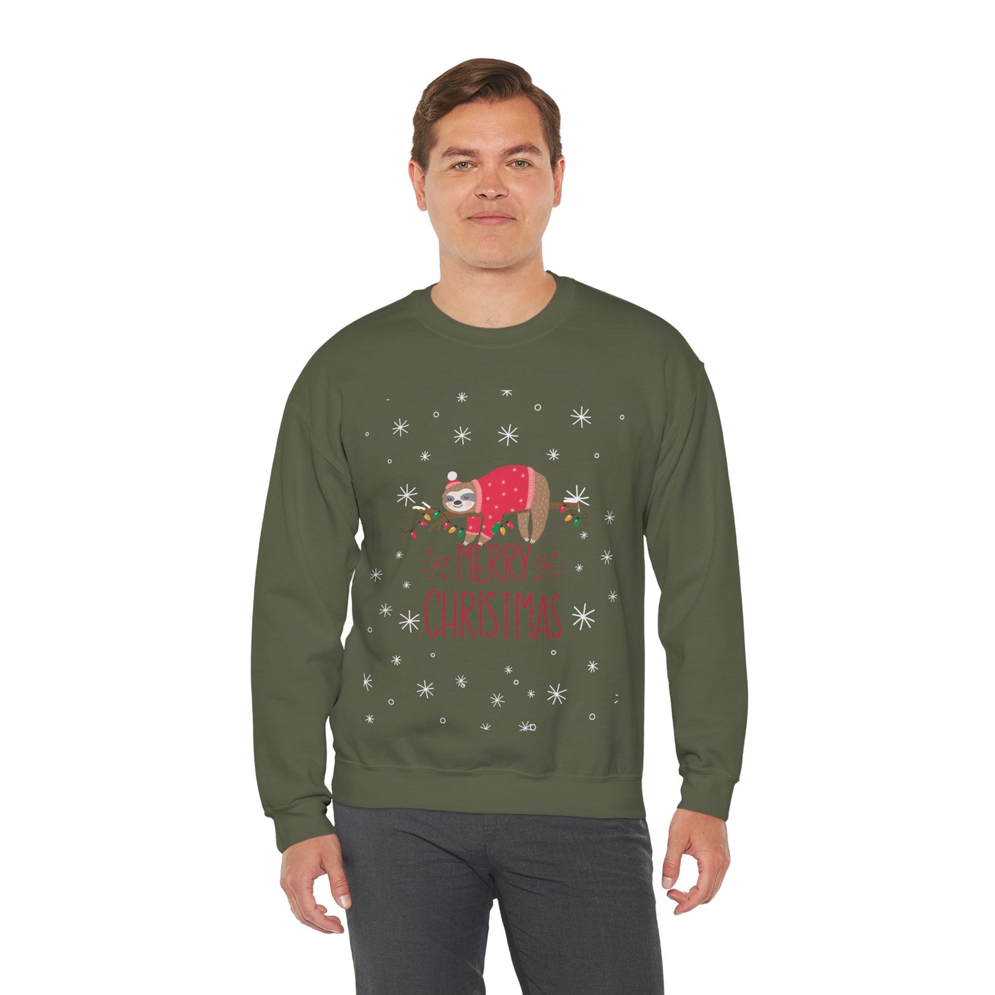 Merry Christmas Sloth 🎄🦥✨ Unisex Heavy Blend Crewneck Sweatshirt