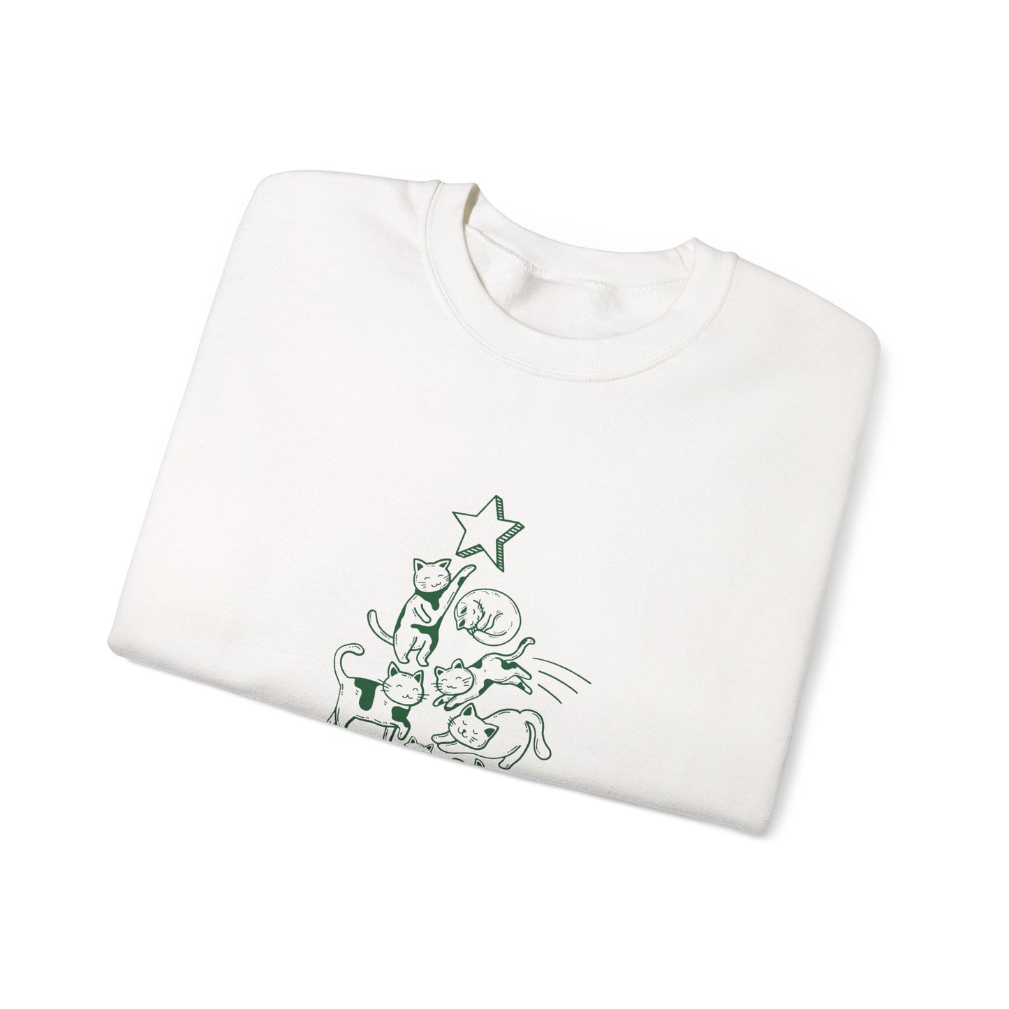 Cat Christmas Tree Design 🎄🐾✨ Unisex Heavy Blend Crewneck Sweatshirt