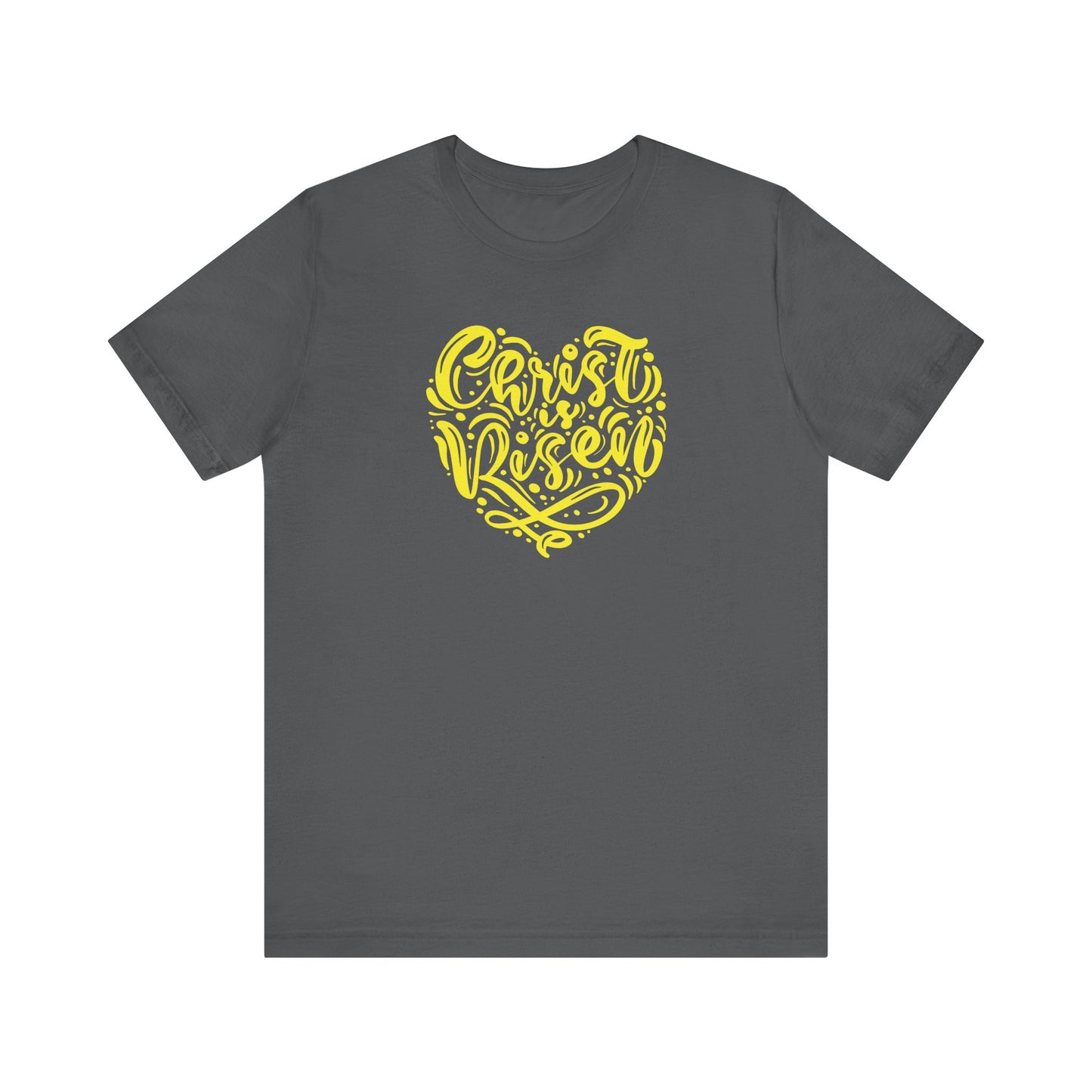 Christ is Risen Heart Shaped Yellow Print Unisex Jersey Short Sleeve Tee