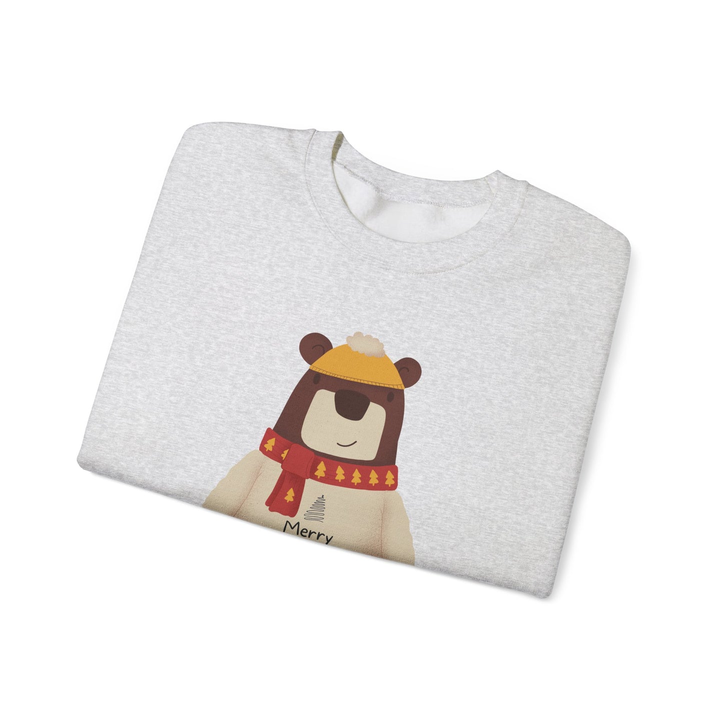 Unisex Heavy Blend Crewneck Sweatshirt Festive Bear in Sweater & Scarf 🎄🐻❤️