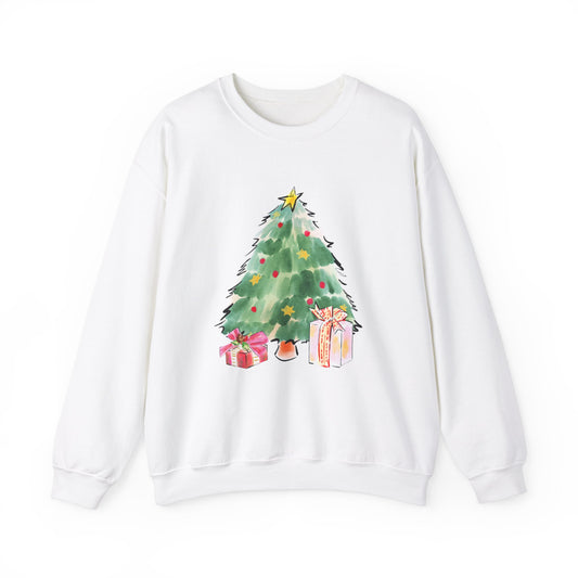 Unisex Heavy Blend Crewneck Sweatshirt Watercolor Christmas Tree 🎄✨