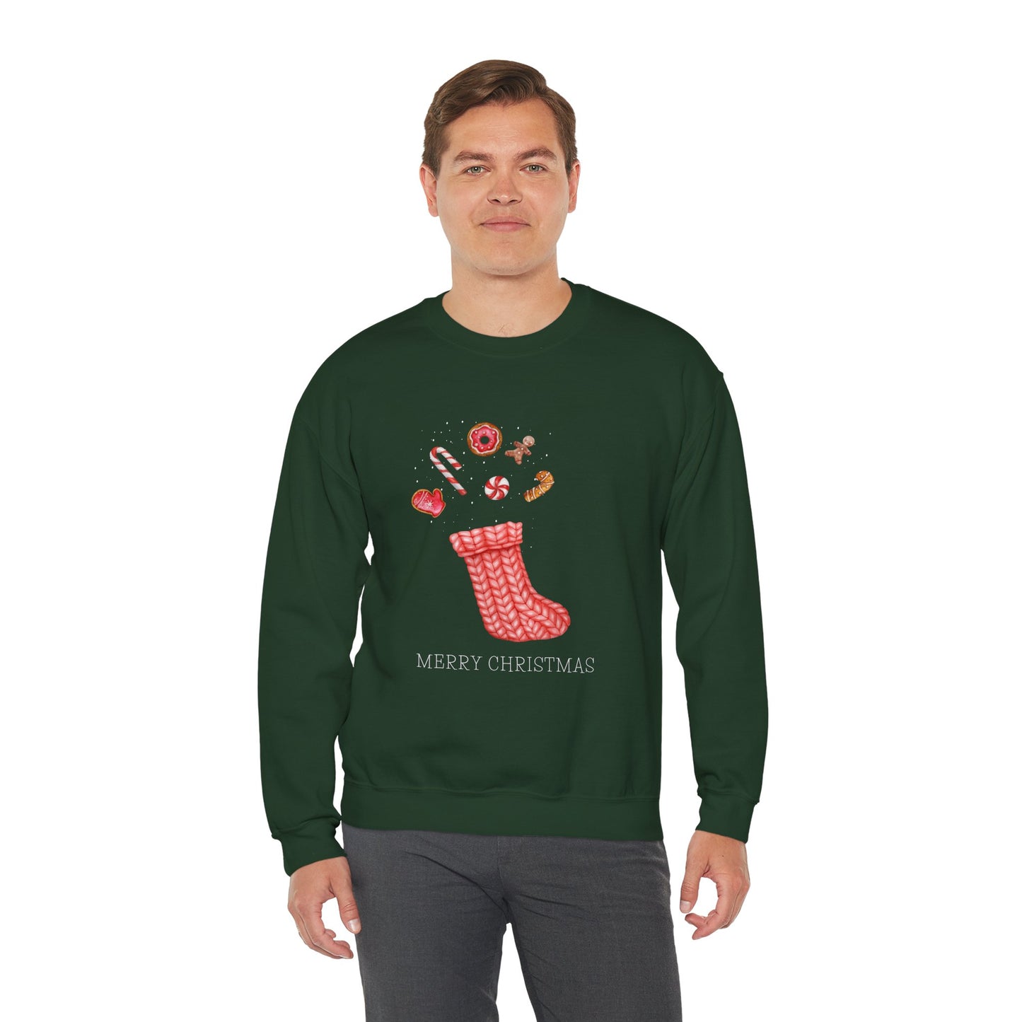 Cozy Christmas Sock 🎄🧦🍩 Unisex Heavy Blend Crewneck Sweatshirt