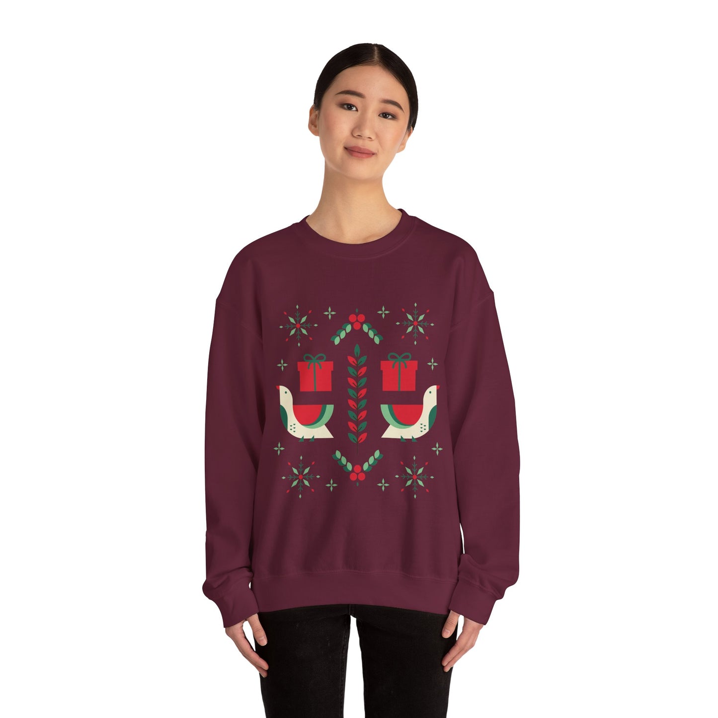 Unisex Heavy Blend Crewneck Sweatshirt Folk Art Christmas Design 🎄✨