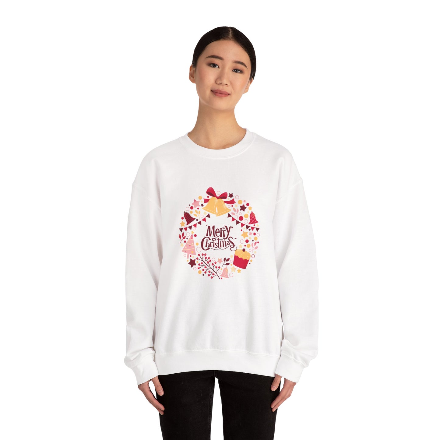 Merry Christmas Wreath 🎄✨ Unisex Heavy Blend Crewneck Sweatshirt