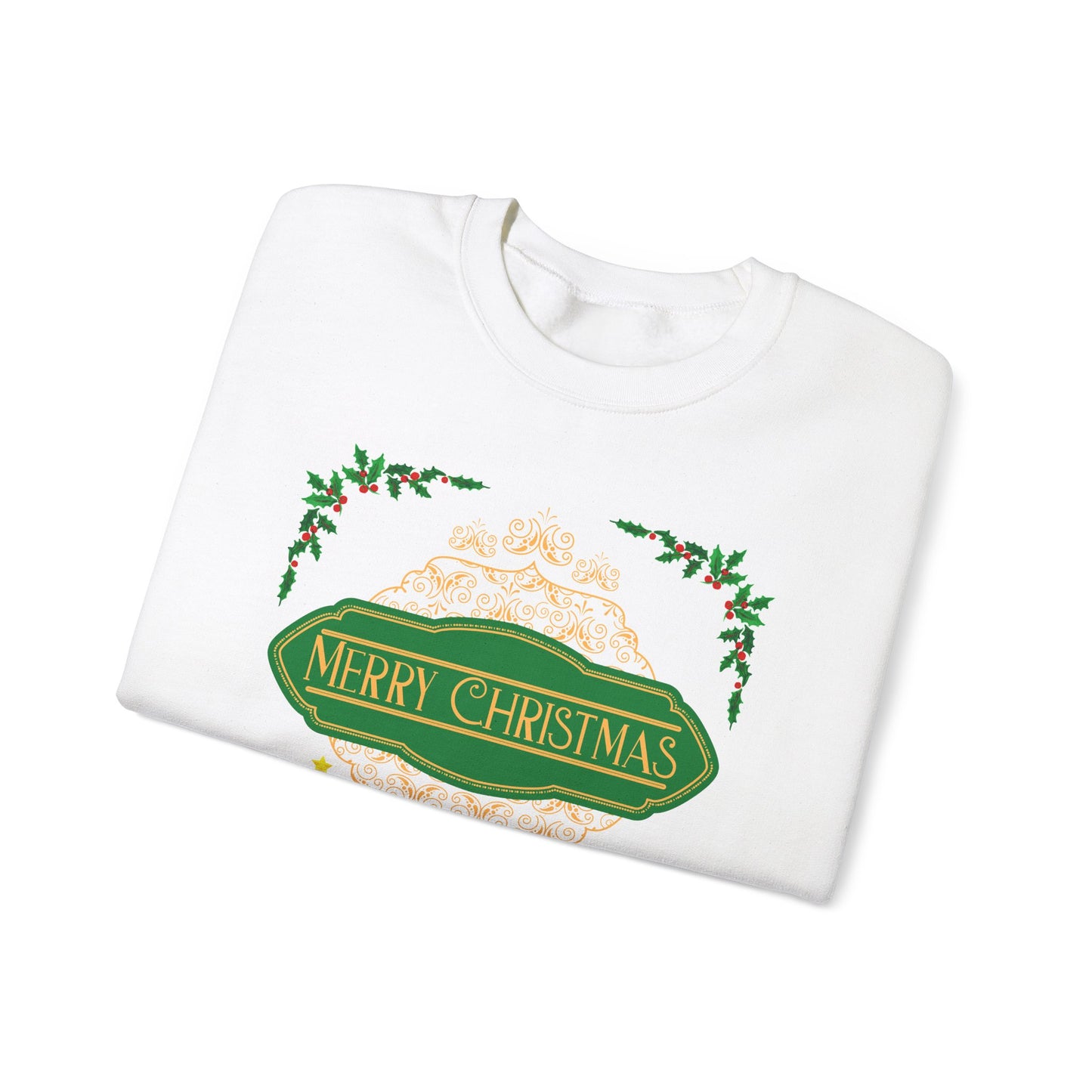 Unisex Heavy Blend Crewneck Sweatshirt Elegant Merry Christmas 🎄☃️✨