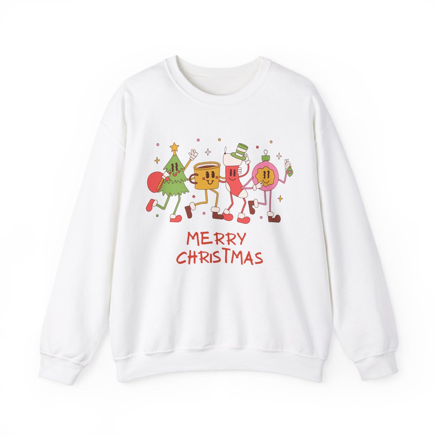 Unisex Heavy Blend Crewneck Sweatshirt Merry Christmas Vintage Style 🎄✨