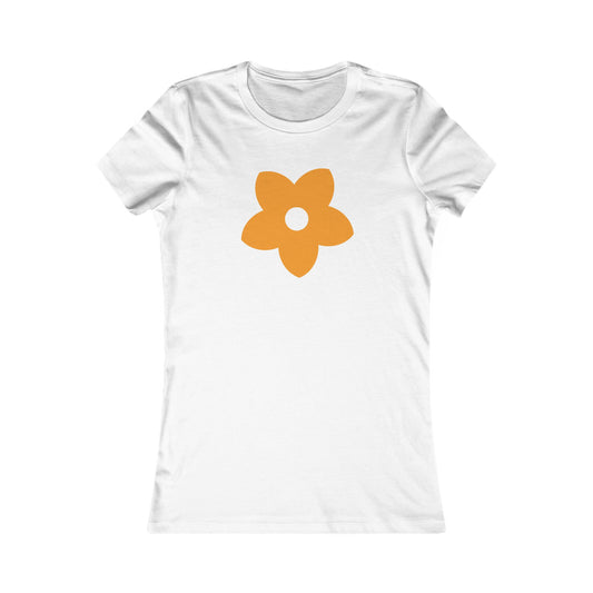 Women's Favorite T-Shirt "Petals of Joy" Playful 5-Petal Flower Design Orange Print