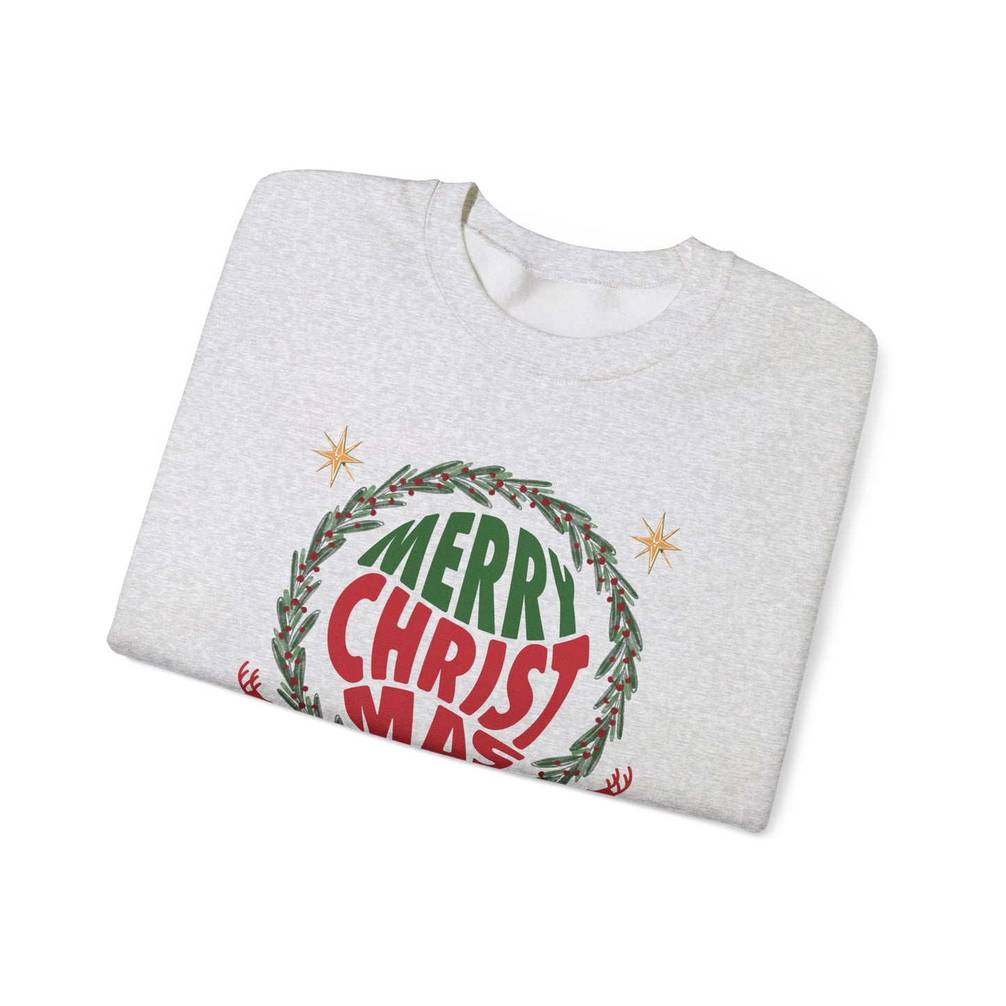 Unisex Heavy Blend Crewneck Sweatshirt Merry Christmas Wreath Design 🎄✨