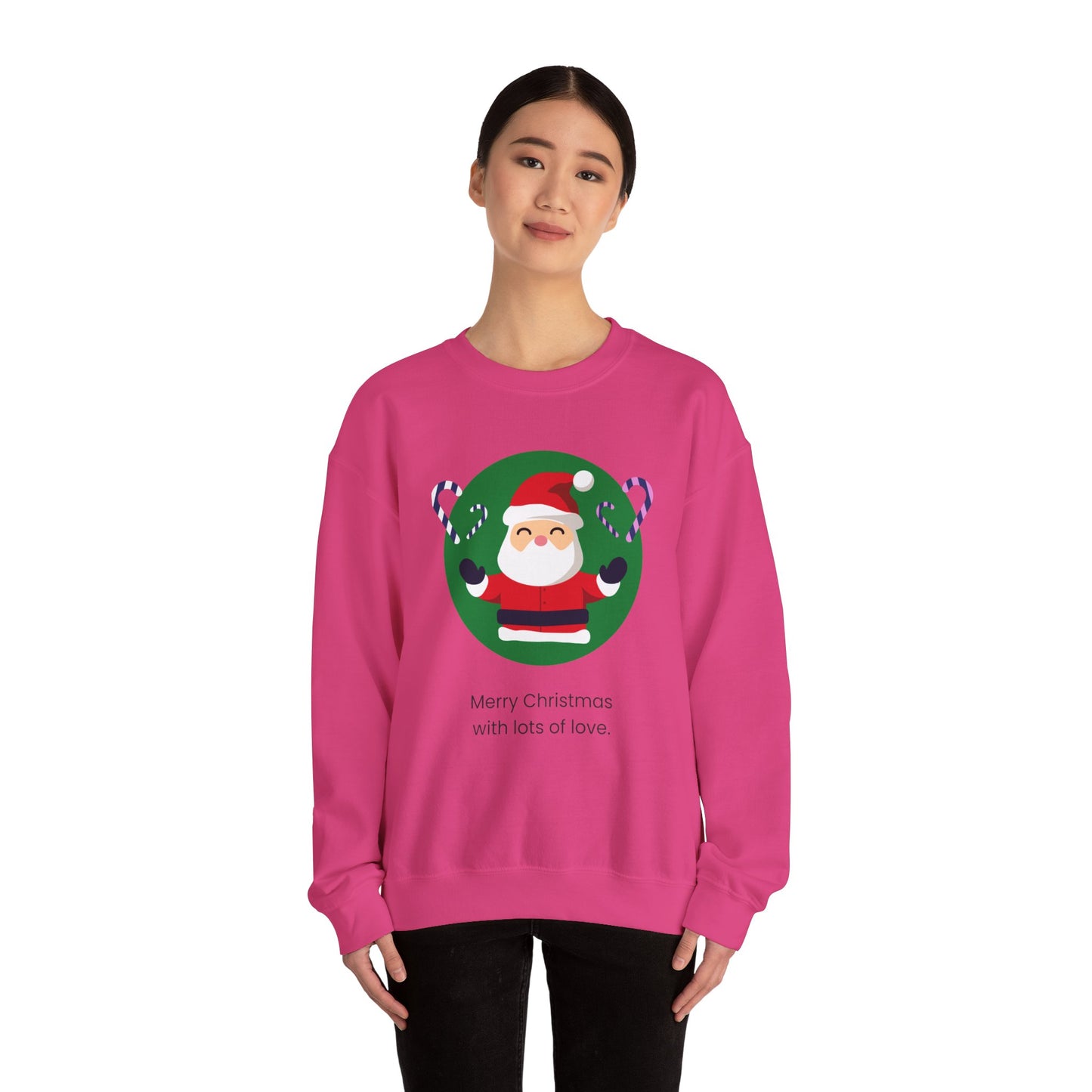 Unisex Heavy Blend Crewneck Sweatshirt Merry Christmas With Lots Of Love 🎅❤️🍭