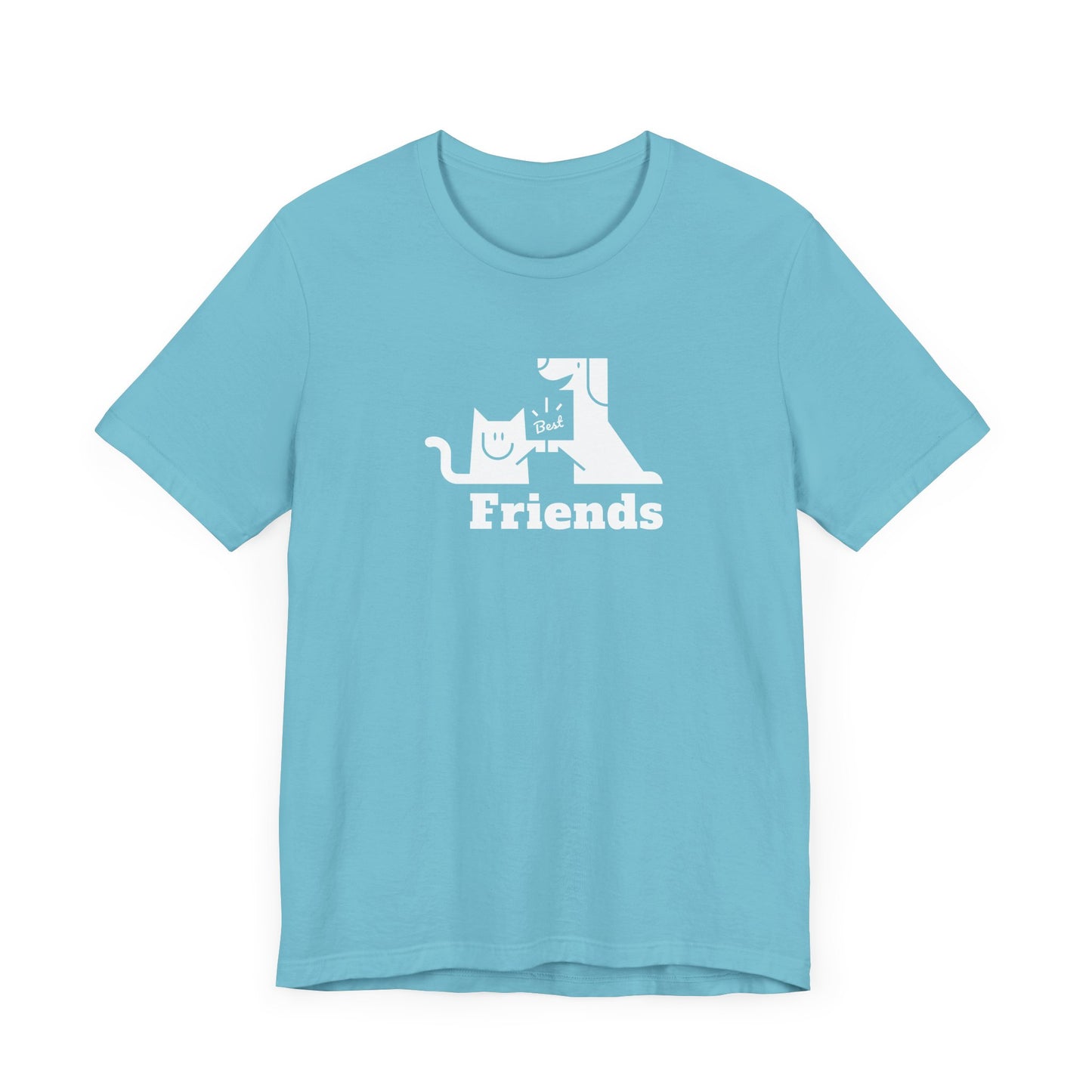 Unisex Jersey Short Sleeve Tee Cat & Dog Hi-5 Each Other Best Friends White Print