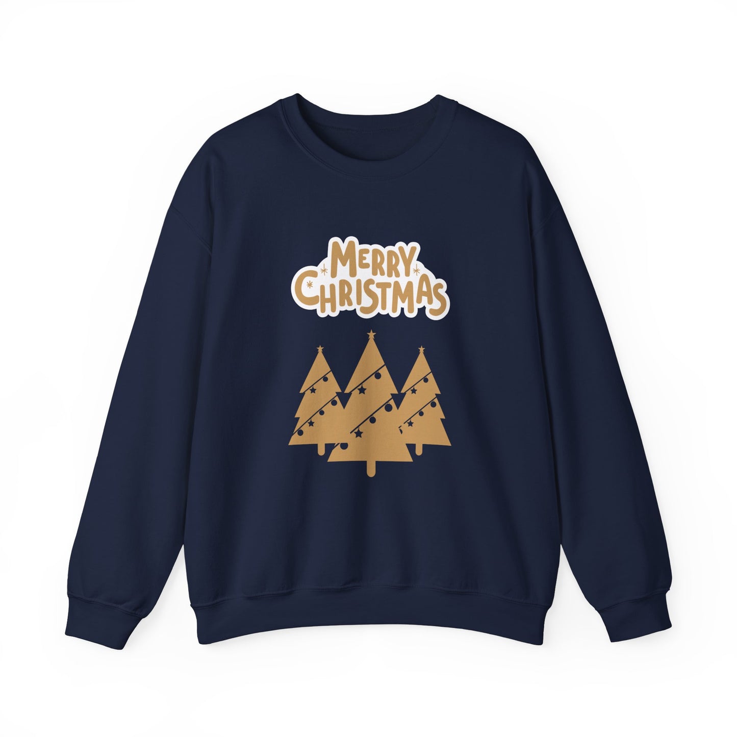 Unisex Heavy Blend Crewneck Sweatshirt Merry Christmas Gold Trees 🎄✨💛