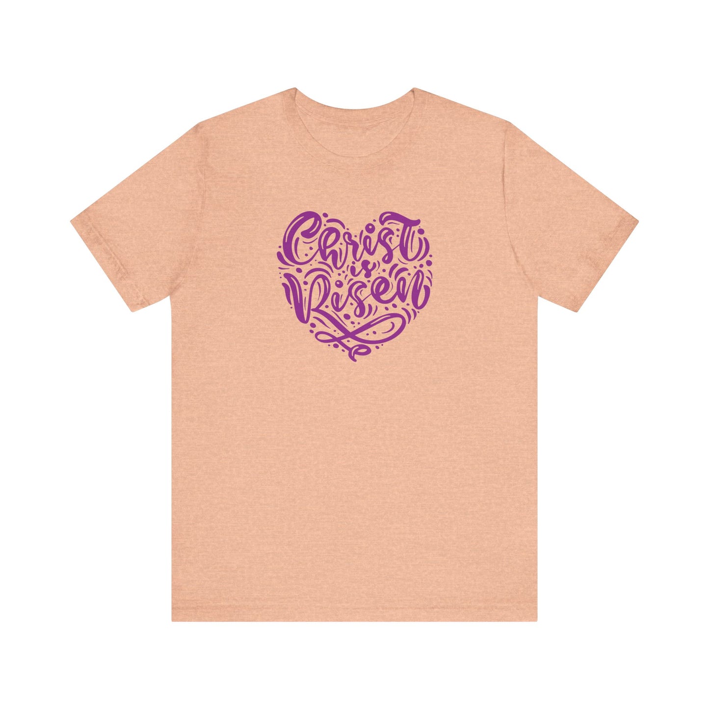 Christ is Risen Heart Shaped Purple Print Unisex Jersey Short Sleeve Tee