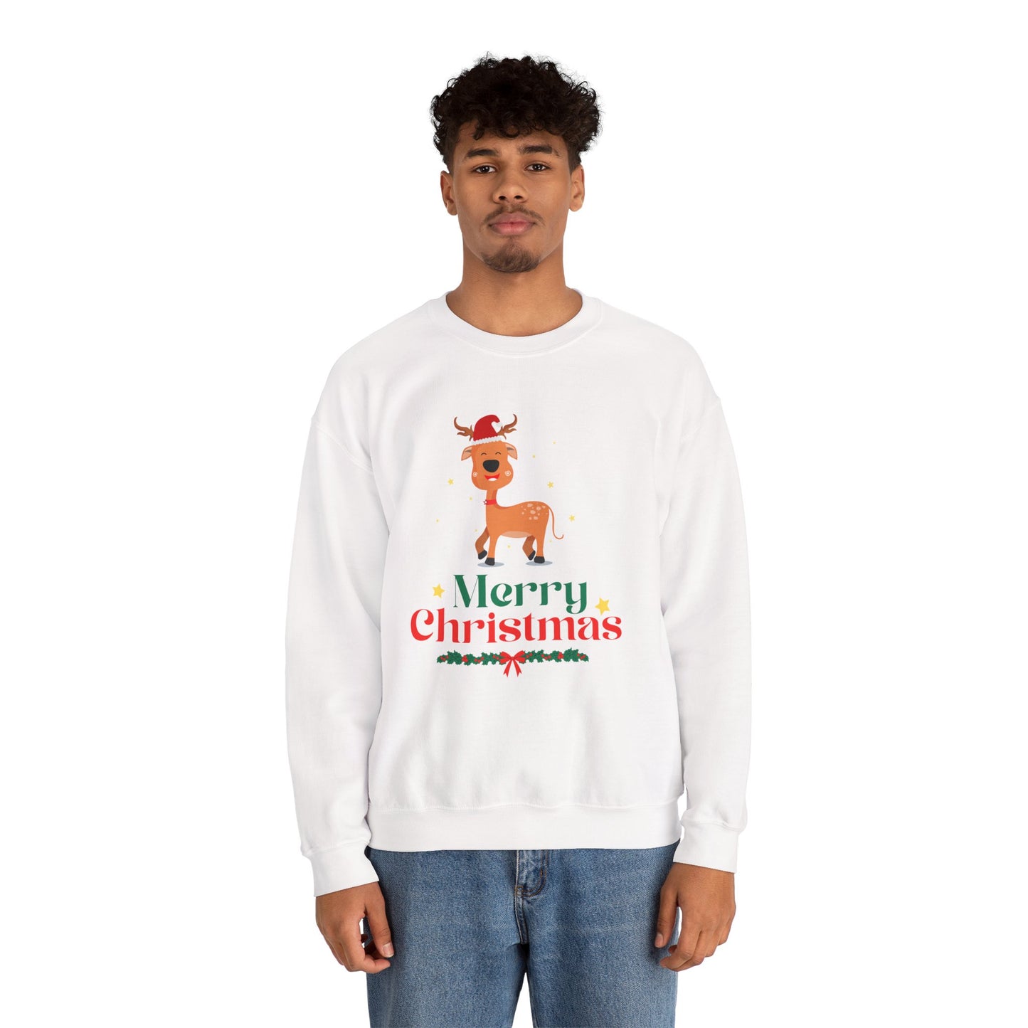 Merry Christmas Reindeer 🎄🦌✨ Unisex Heavy Blend Crewneck Sweatshirt