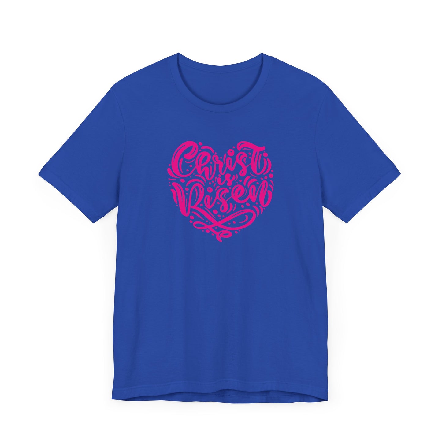 Christ is Risen Heart Shaped Pink Print Unisex Jersey Short Sleeve Tee