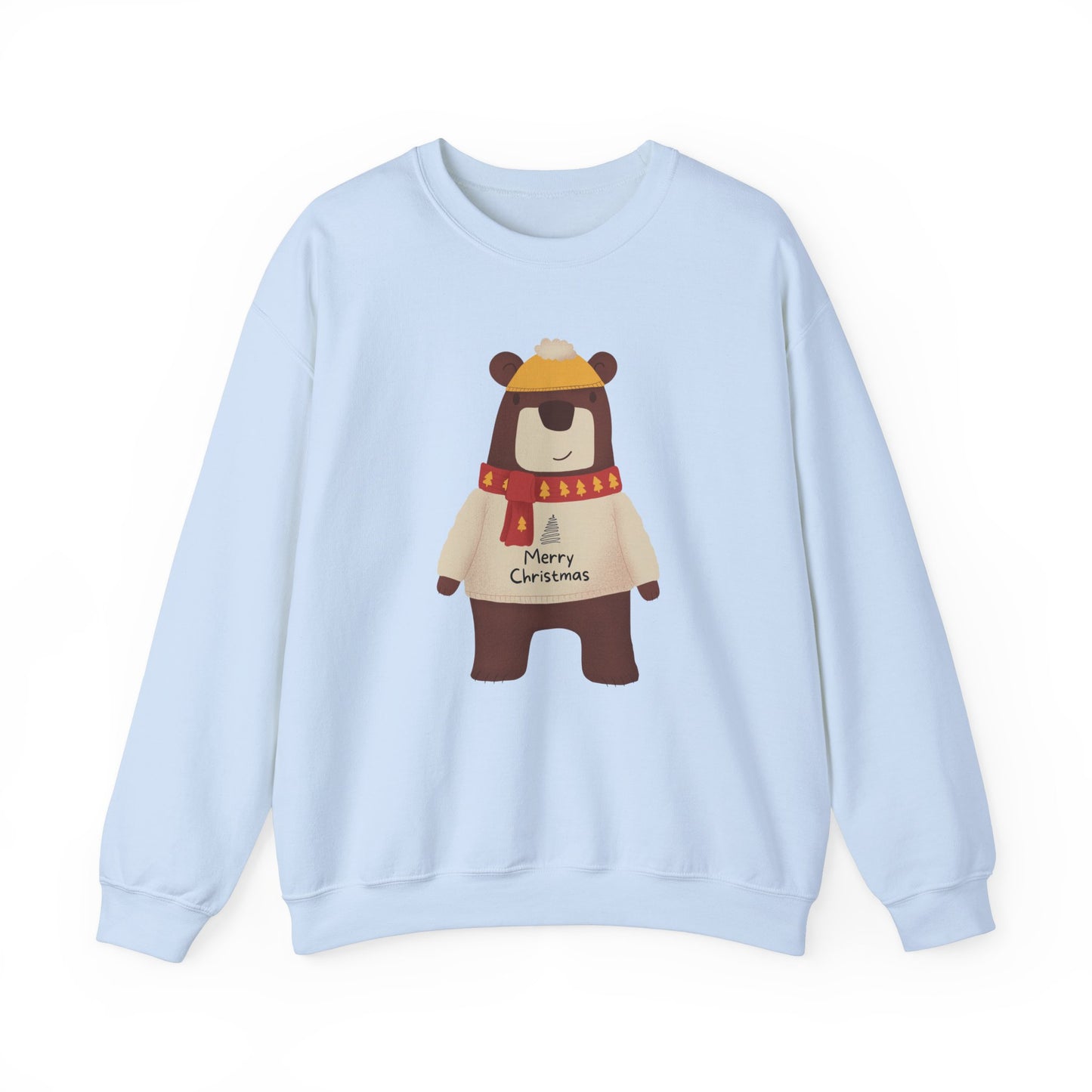 Unisex Heavy Blend Crewneck Sweatshirt Festive Bear in Sweater & Scarf 🎄🐻❤️