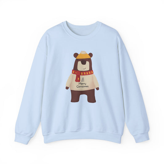 Unisex Heavy Blend Crewneck Sweatshirt Festive Bear in Sweater & Scarf 🎄🐻❤️