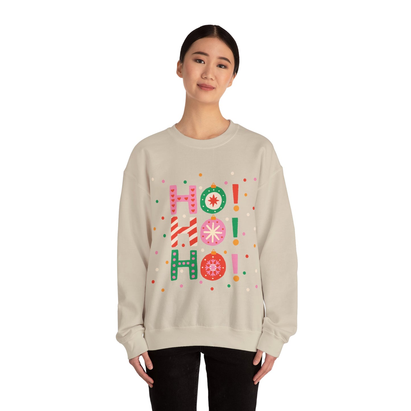 Unisex Heavy Blend Crewneck Sweatshirt Colorful Ho Ho Ho version 2 🎅✨