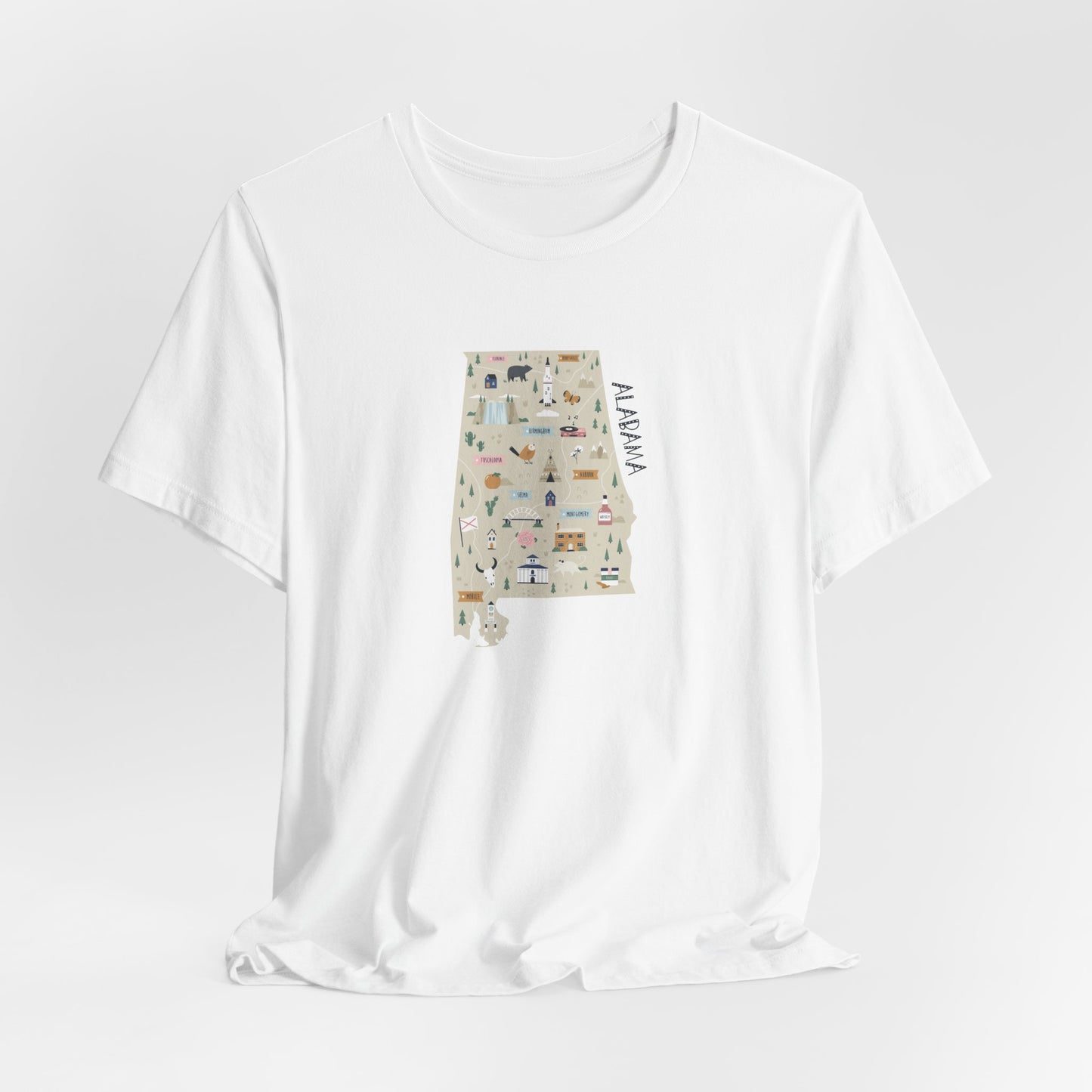 Alabama Map Unisex Jersey Short Sleeve Tee