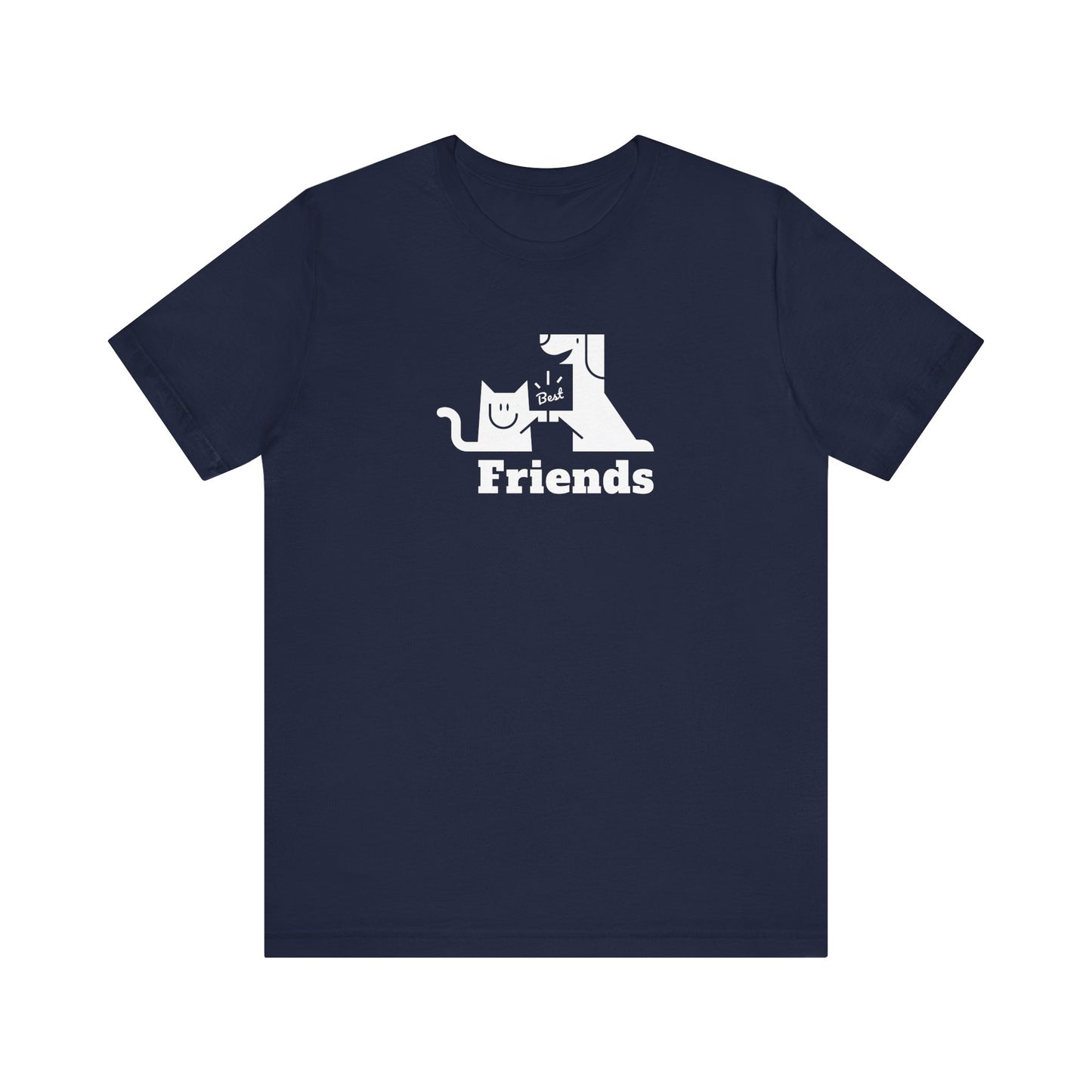 Unisex Jersey Short Sleeve Tee Cat & Dog Hi-5 Each Other Best Friends White Print