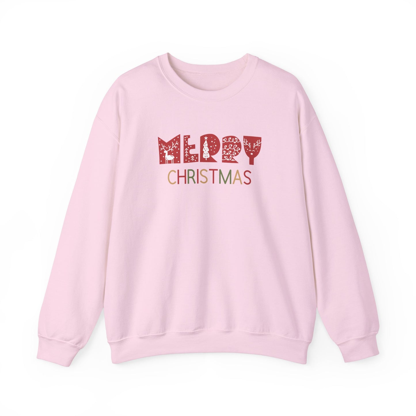 Unisex Heavy Blend Crewneck Sweatshirt Merry Christmas with Colorful Elements 🎄✨