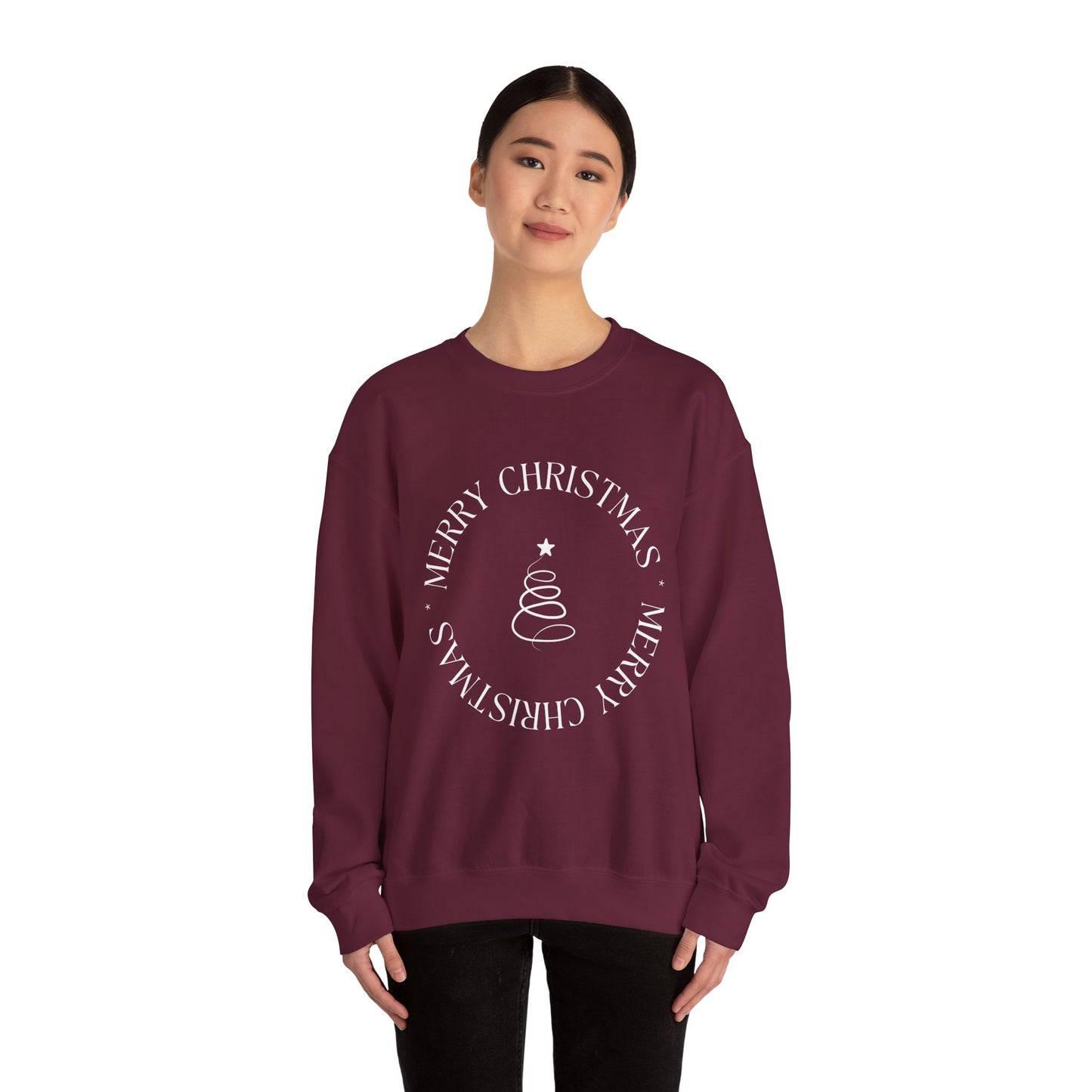 Unisex Heavy Blend Crewneck Sweatshirt Elegant Merry Christmas Tree 🎄✨