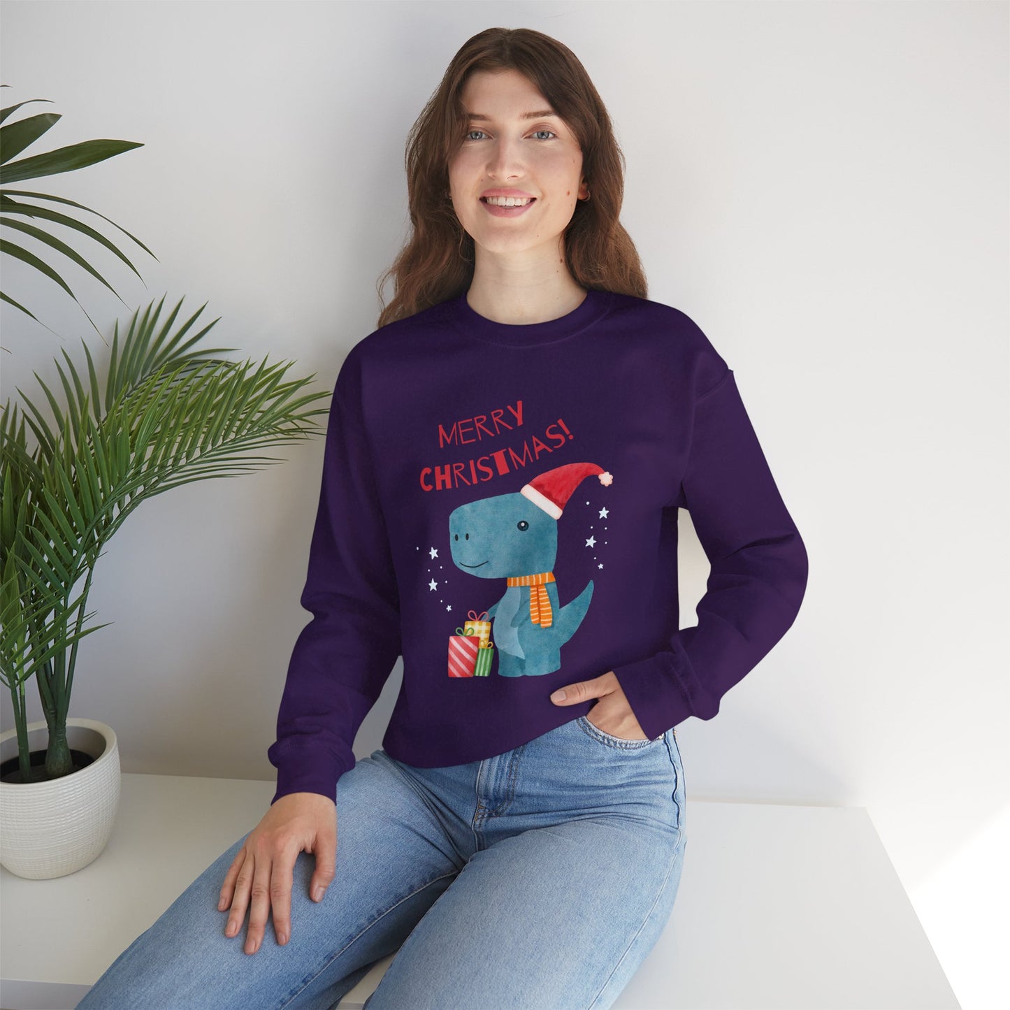 Merry Christmas Dino 🎄🦖🎁 Unisex Heavy Blend Crewneck Sweatshirt