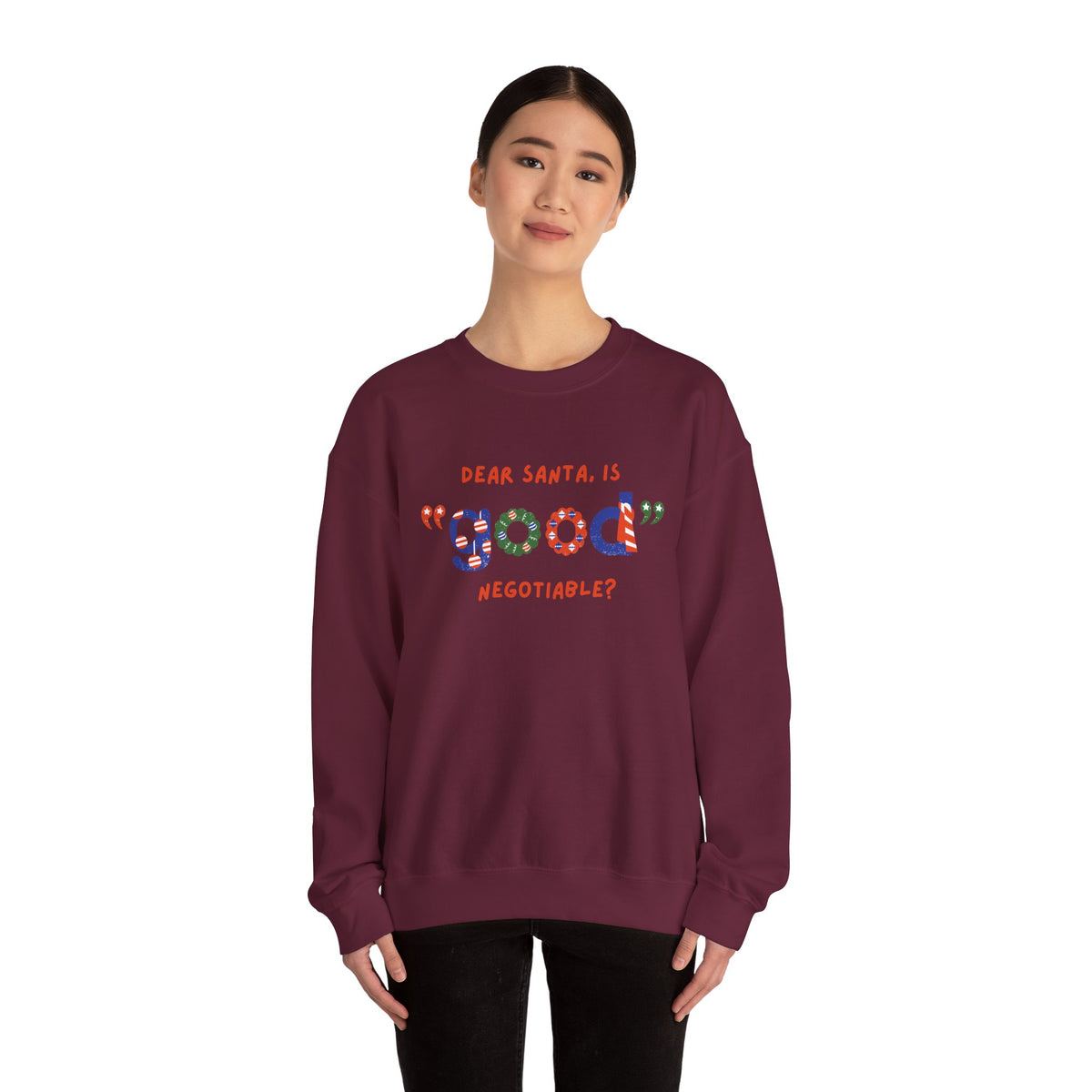 Unisex Heavy Blend Crewneck Sweatshirt Dear Santa, Is Good Negotiable? 🎅💼✨