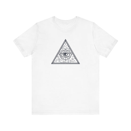 Unisex Jersey Short Sleeve Tee "Eye of Providence" All Seeing Eye Black Print