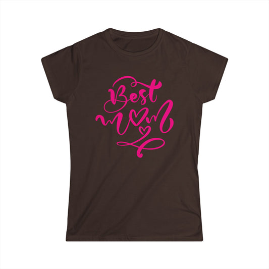 Women's Softstyle Tee Best Mom Pink Color Print