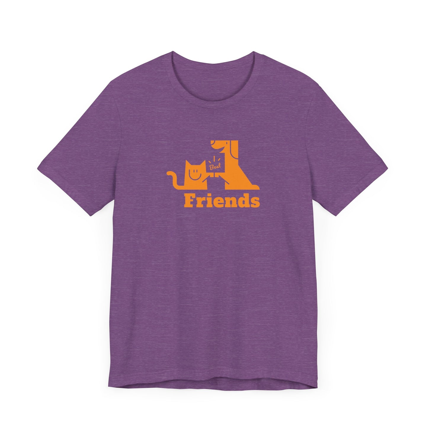 Unisex Jersey Short Sleeve Tee Cat & Dog Hi-5 Each Other Best Friends Orange Print