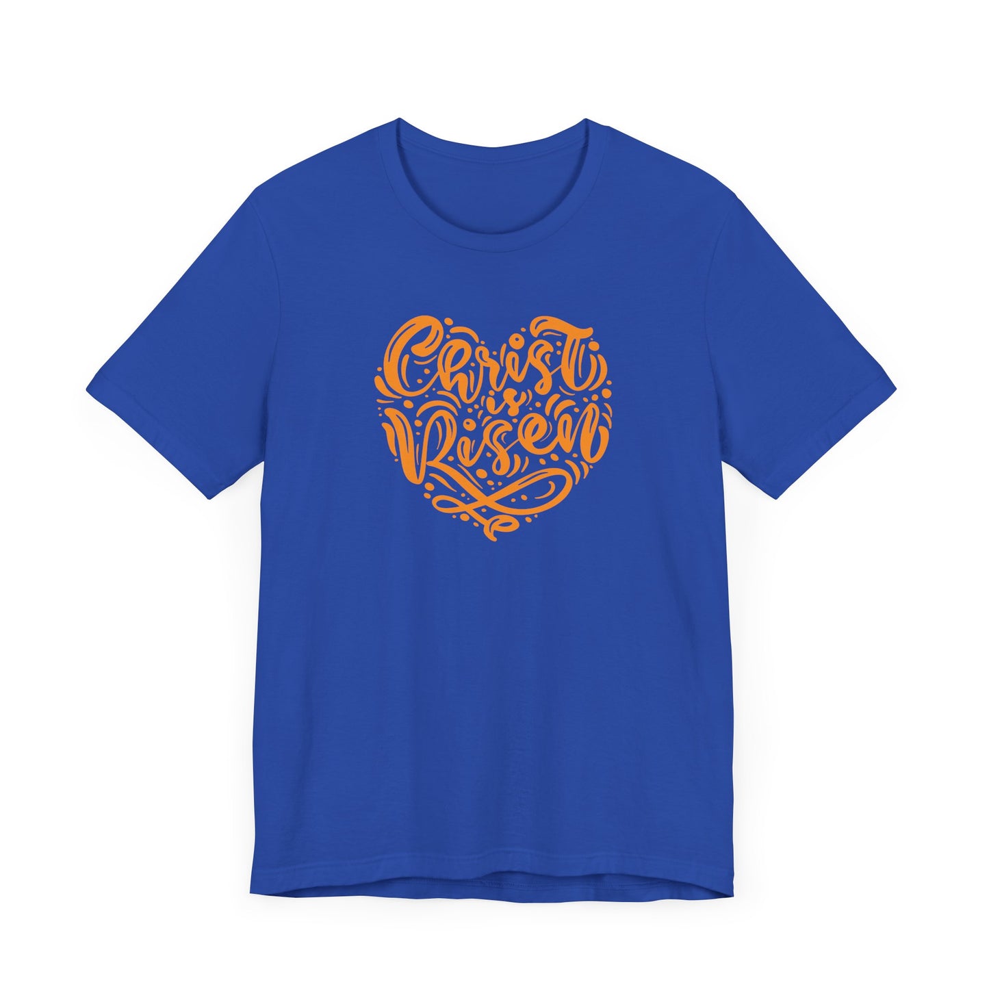 Christ is Risen Heart Shaped Orange Print Unisex Jersey Short Sleeve Tee
