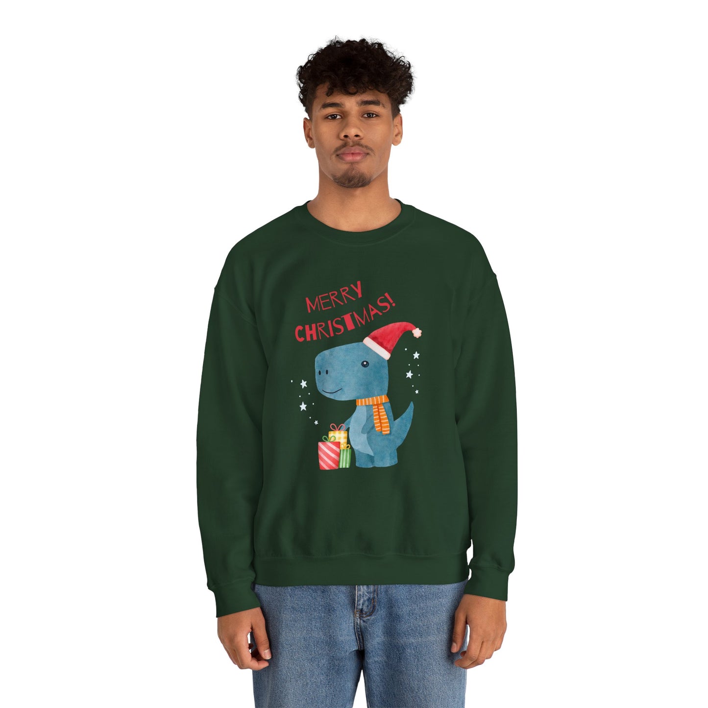 Merry Christmas Dino 🎄🦖🎁 Unisex Heavy Blend Crewneck Sweatshirt