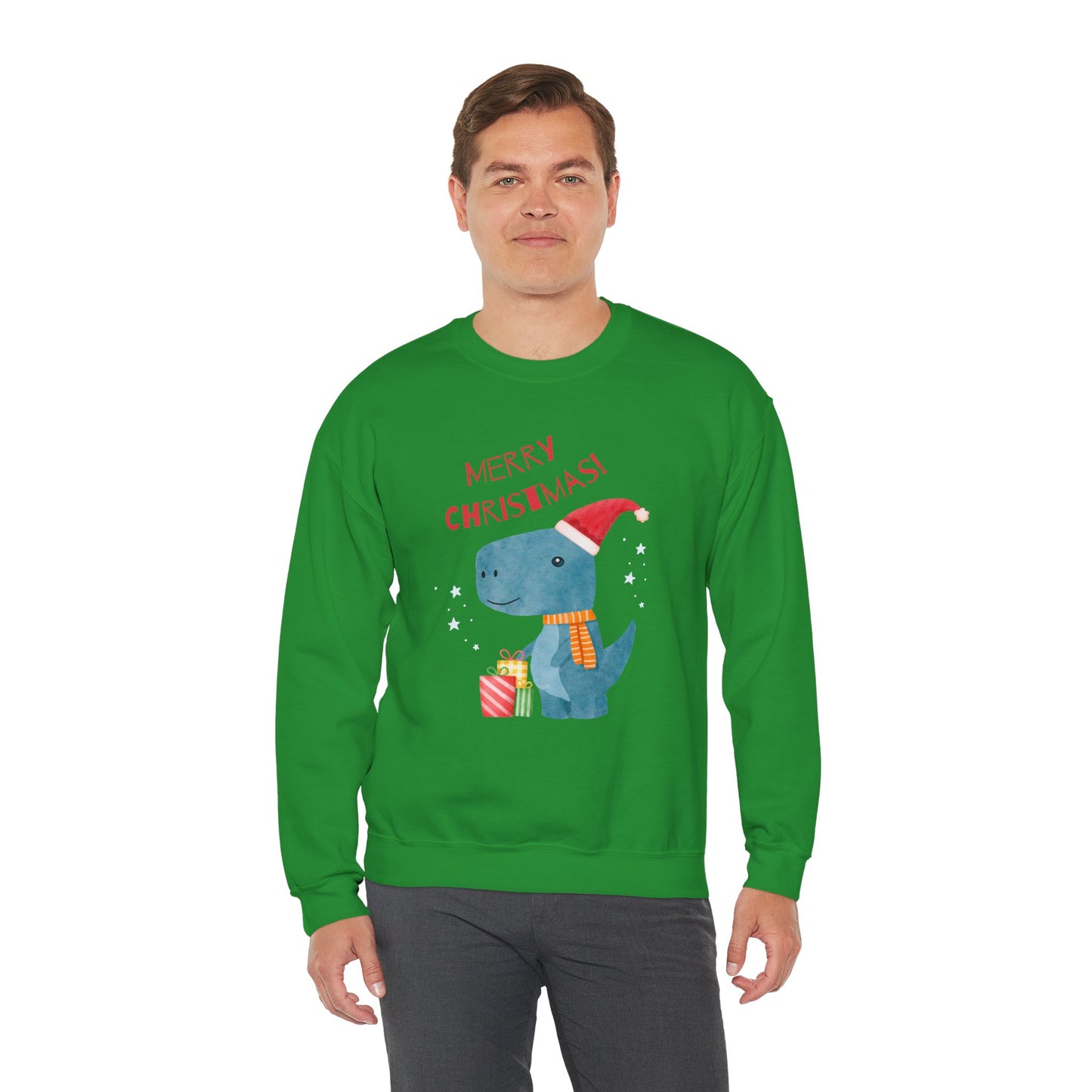 Merry Christmas Dino 🎄🦖🎁 Unisex Heavy Blend Crewneck Sweatshirt