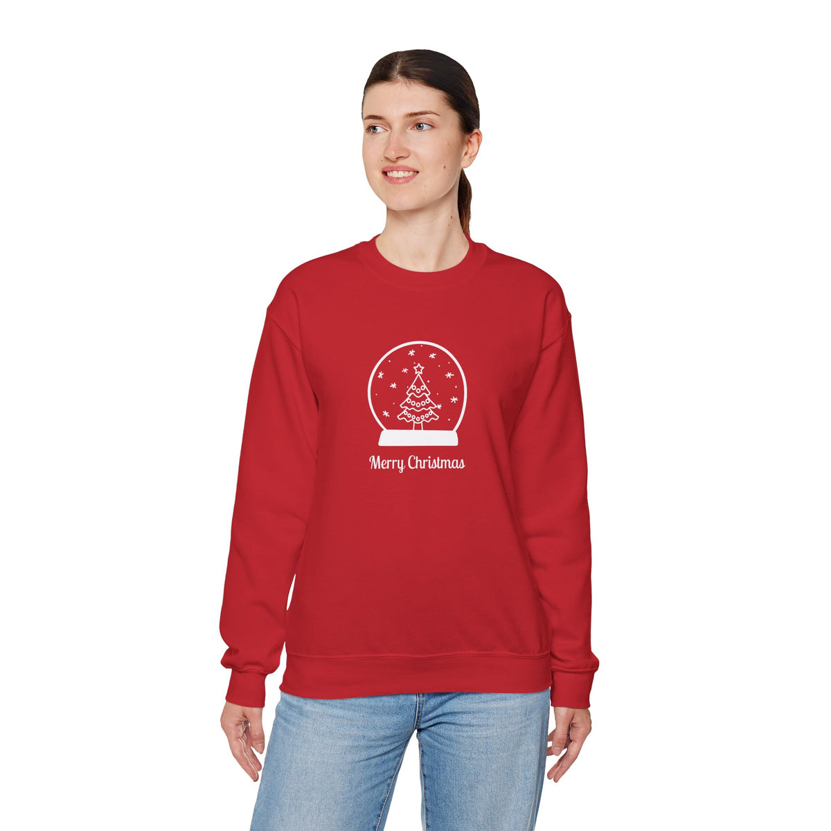 Snow Globe with Merry Christmas 🎄❄️✨ Unisex Heavy Blend Crewneck Sweatshirt