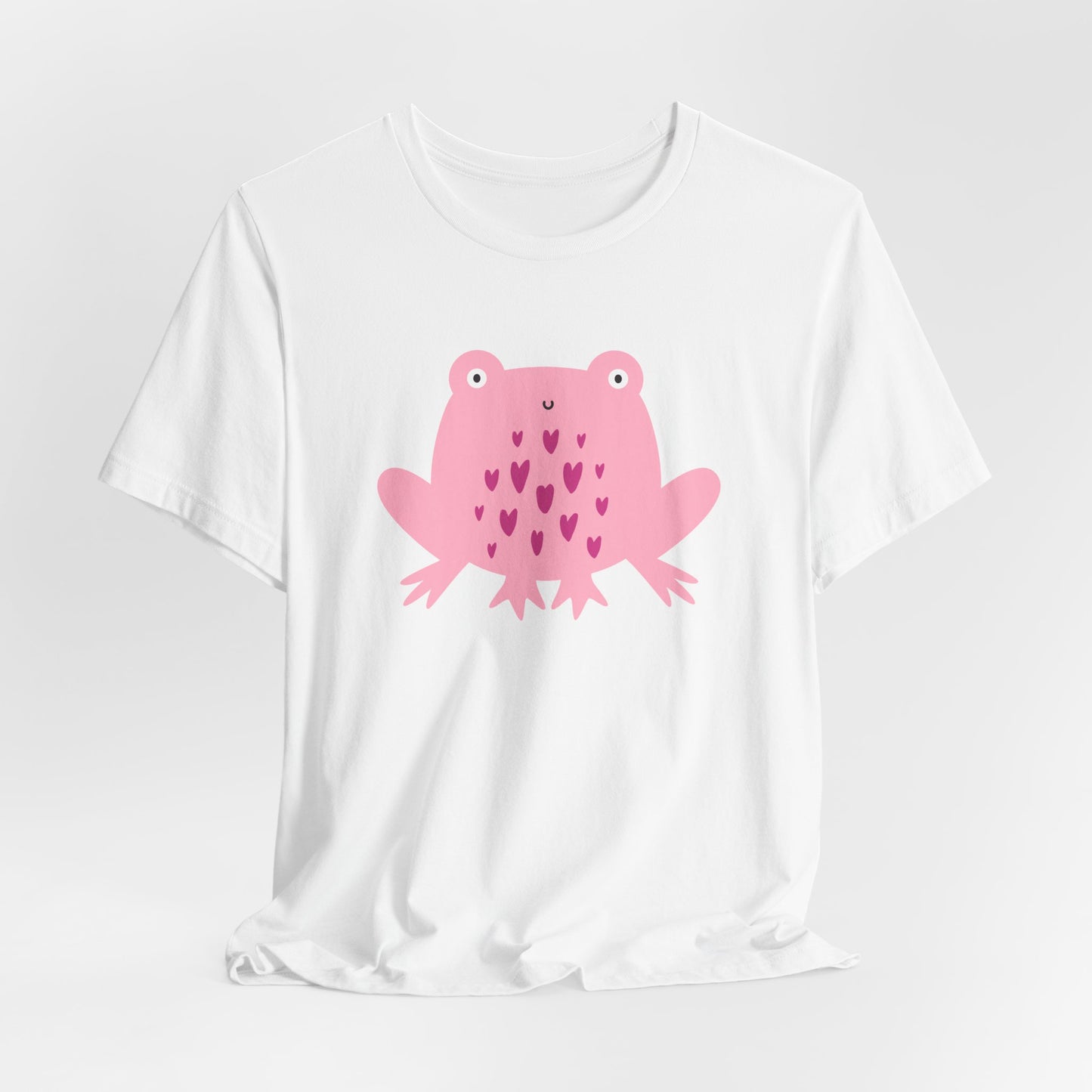 Adorable Pink Frog with Hearts Unisex Jersey Short Sleeve Tee